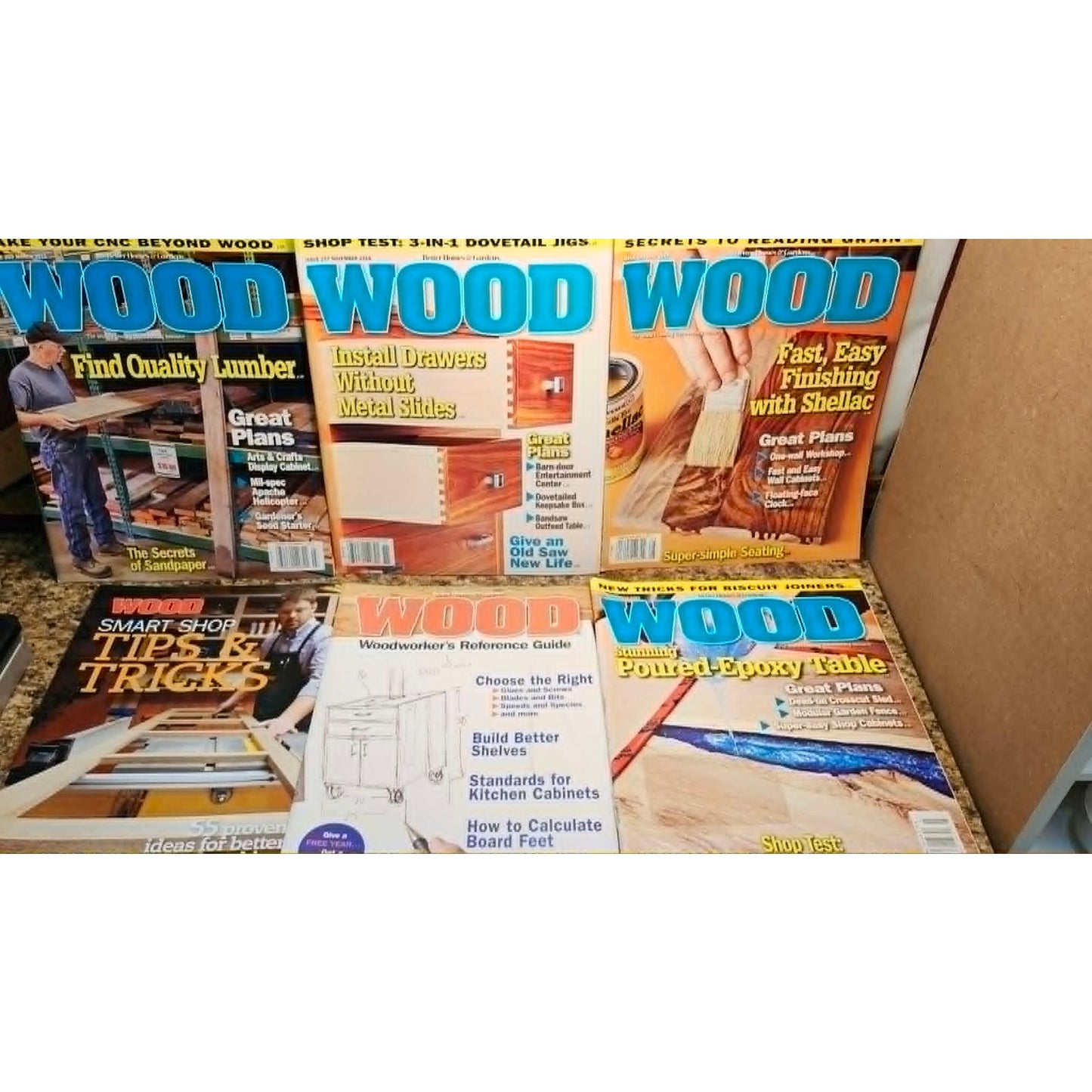 Lot of 6 WOOD Magazine Woodworking DIY Furniture Building Project Guides