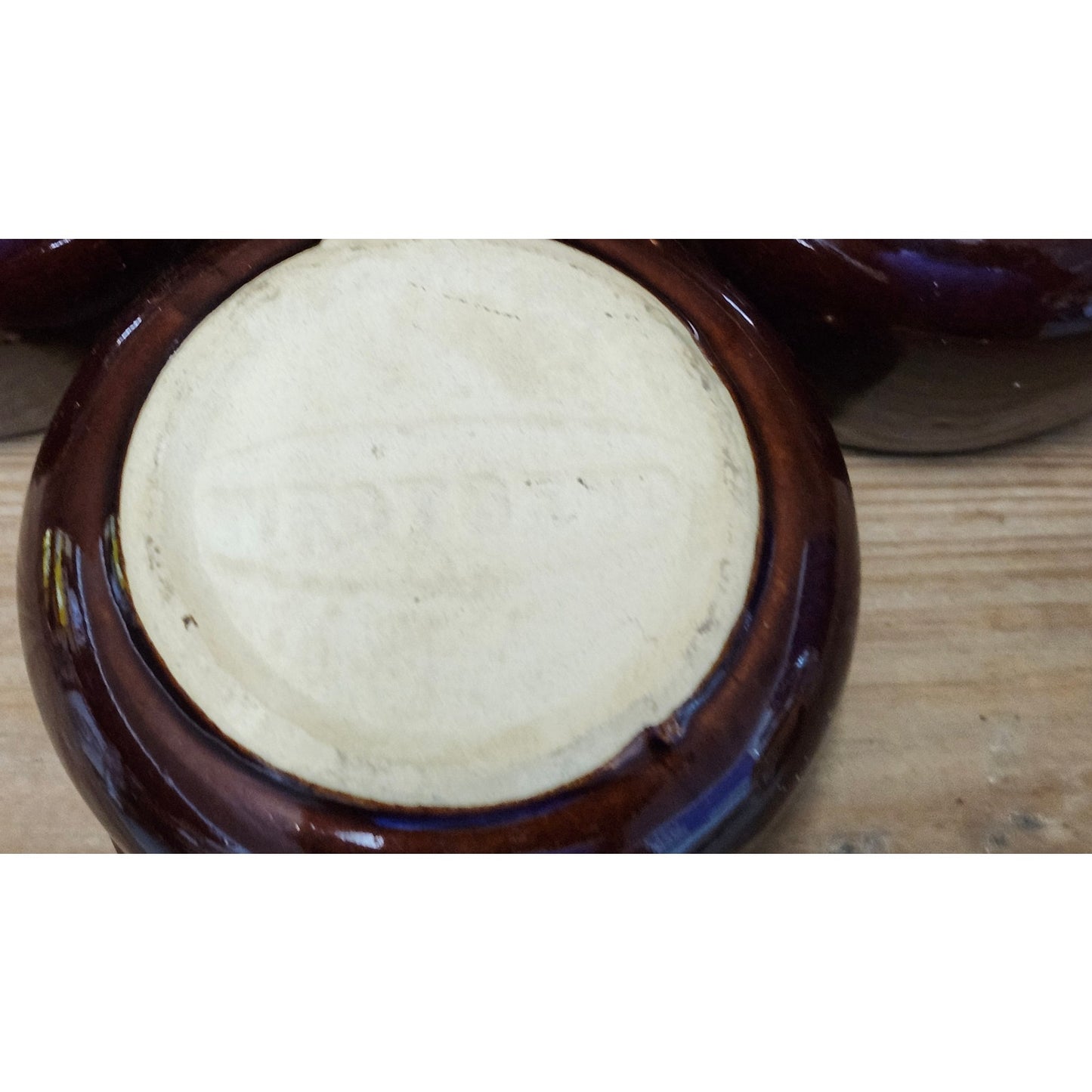Vintage West Bend Stoneware Bean Pots Set of 3 Brown Glazed Ceramic USA 3"