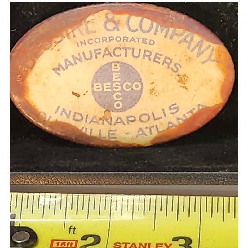 Vintage Bessire Co BESCO Pocket Mirror Advertising Celluloid Metal Indianapolis