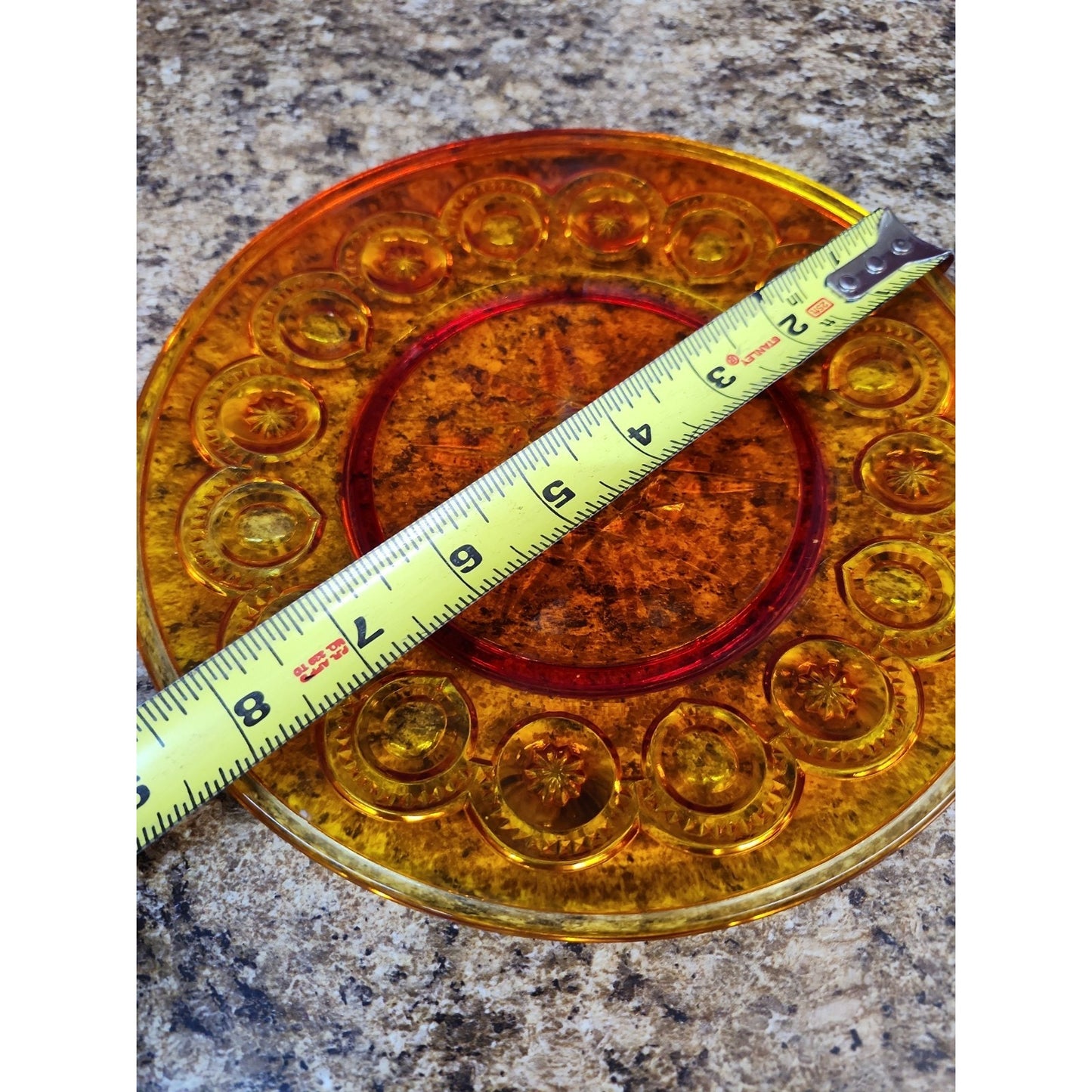 LE Smith Moon & Stars Glass Amberina Plate