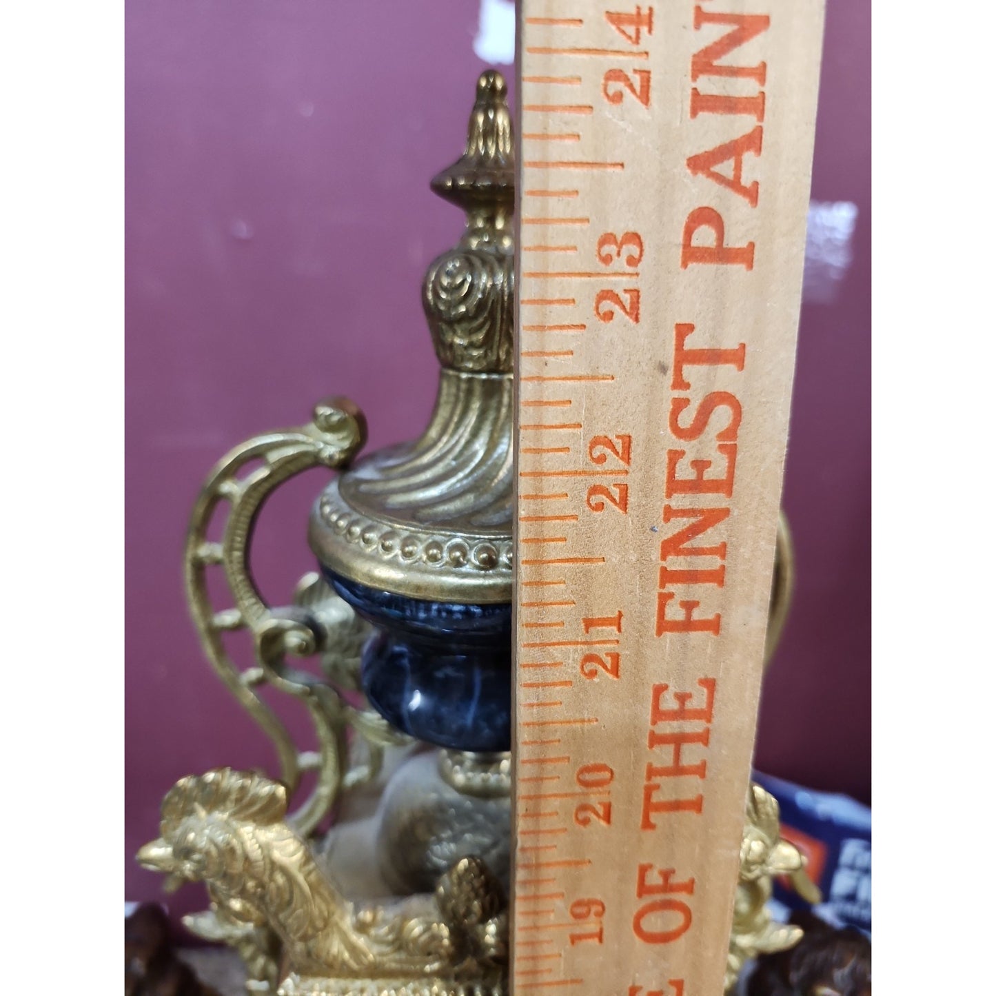 Large Imperial Lancini Italian Made Gilded Bronze & Marble Mantle Clock Satyrs