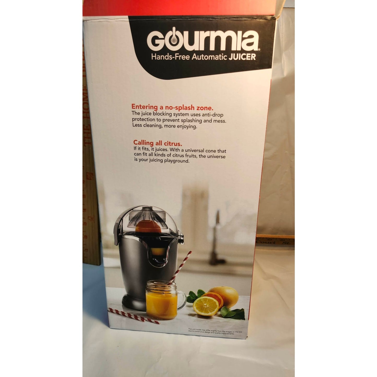 New Gourmia Hands Free Automatic Electric Citrus Juicer Gray Universal Cone
