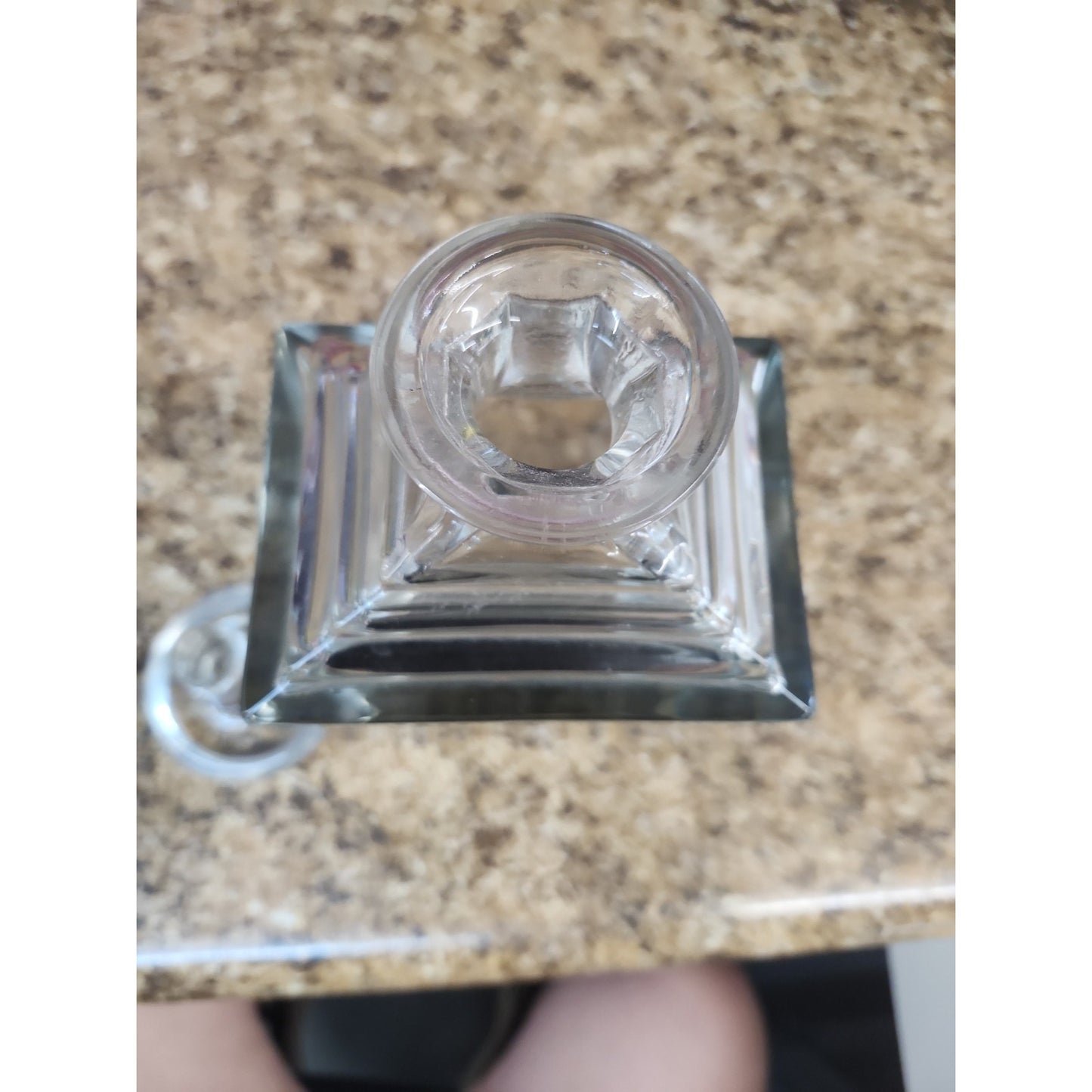 Art Deco / MCM Squared Crystal Whiskey Scotch Decanter w/ Stopper 10" UV Glow!