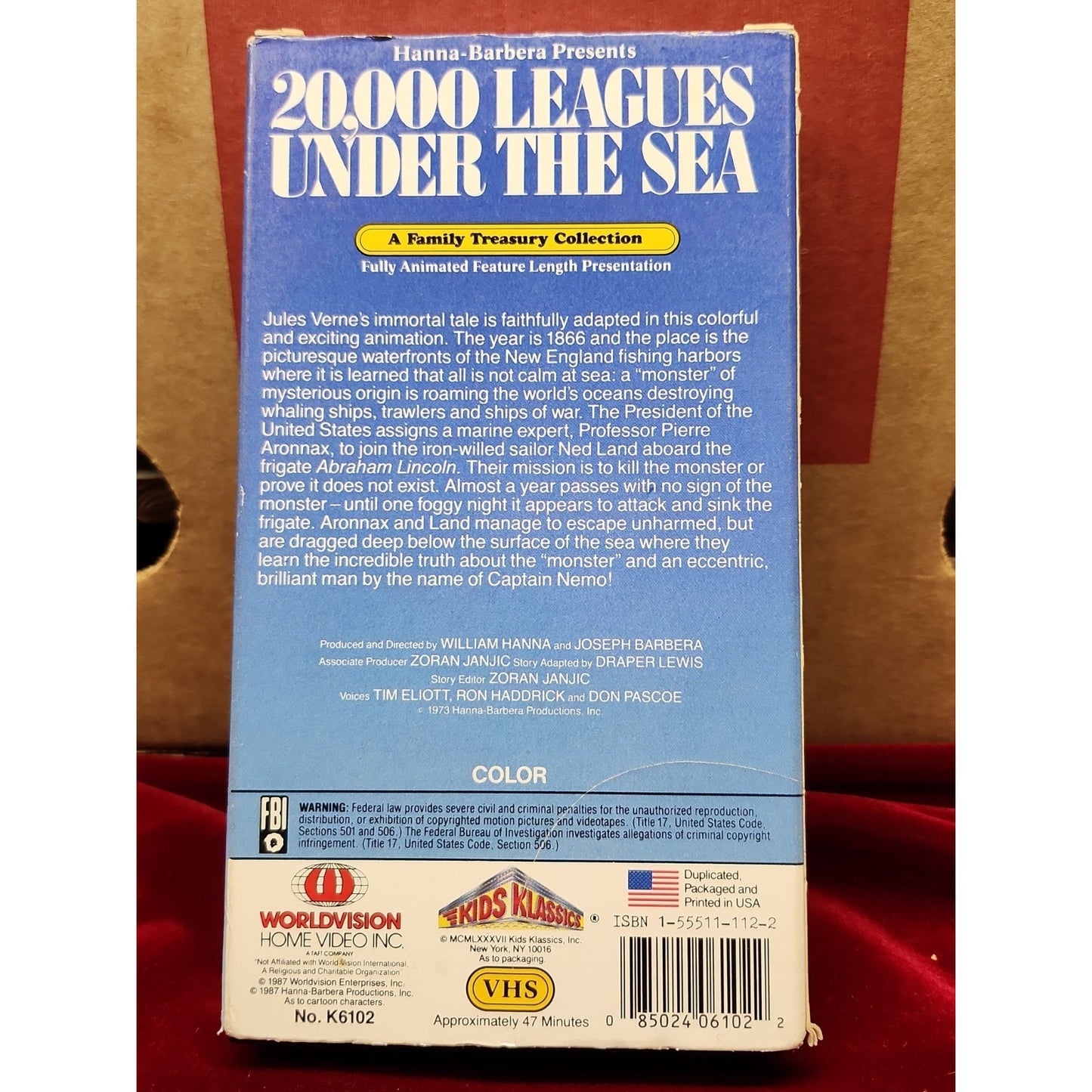 20,000 Leagues Under the Sea VHS Hanna-Barbera 1987 WorldVision Animated New