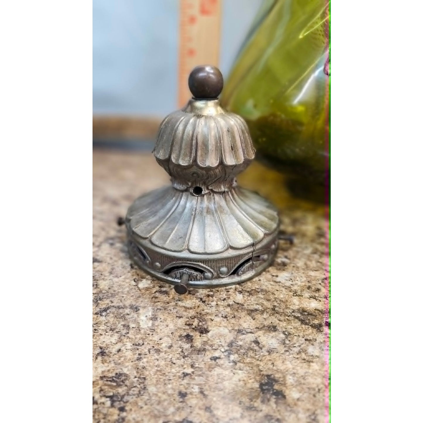 Vintage Swirl Glass Hanging Swag Lamp Light Fixture Green Mid Century Modern 20"
