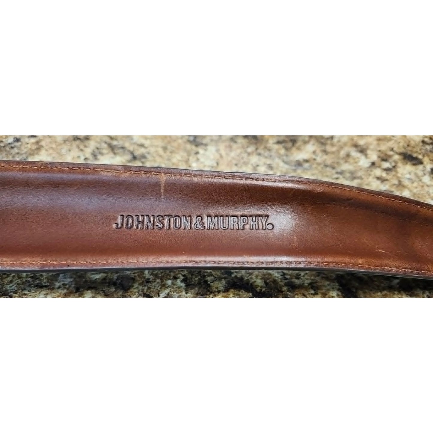 VTG Johnston & Murphy Leather Shoe Horn 17 Inch Basketweave Brown Long Handle