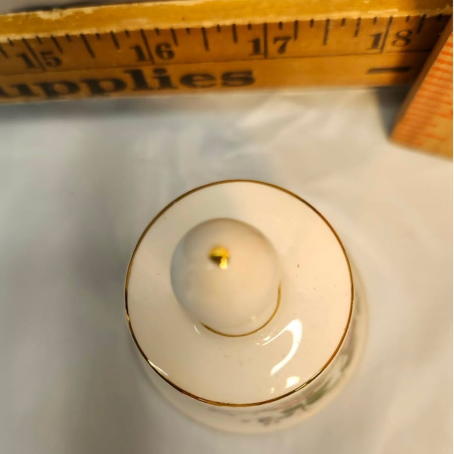 Vintage Lane End Fine Bone China Bell Floral Pink Rose Gold Trim Made In England