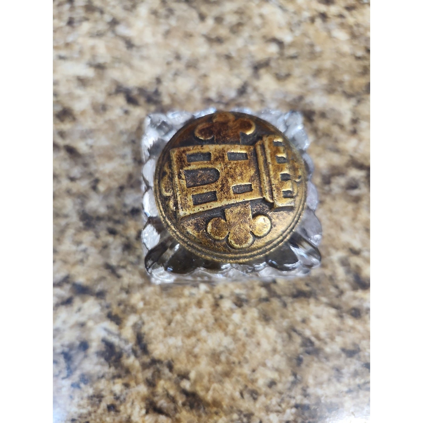 Virginia Metal Crafters Brass and Crystal Inkwell