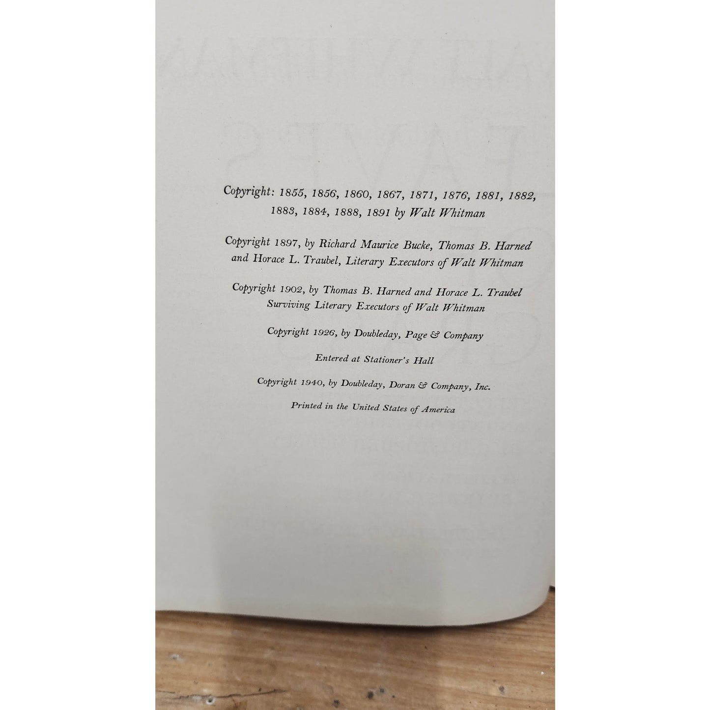 Vintage 1940 Walt Whitman Leaves of Grass Book Lewis C. Daniel Doubleday Doran