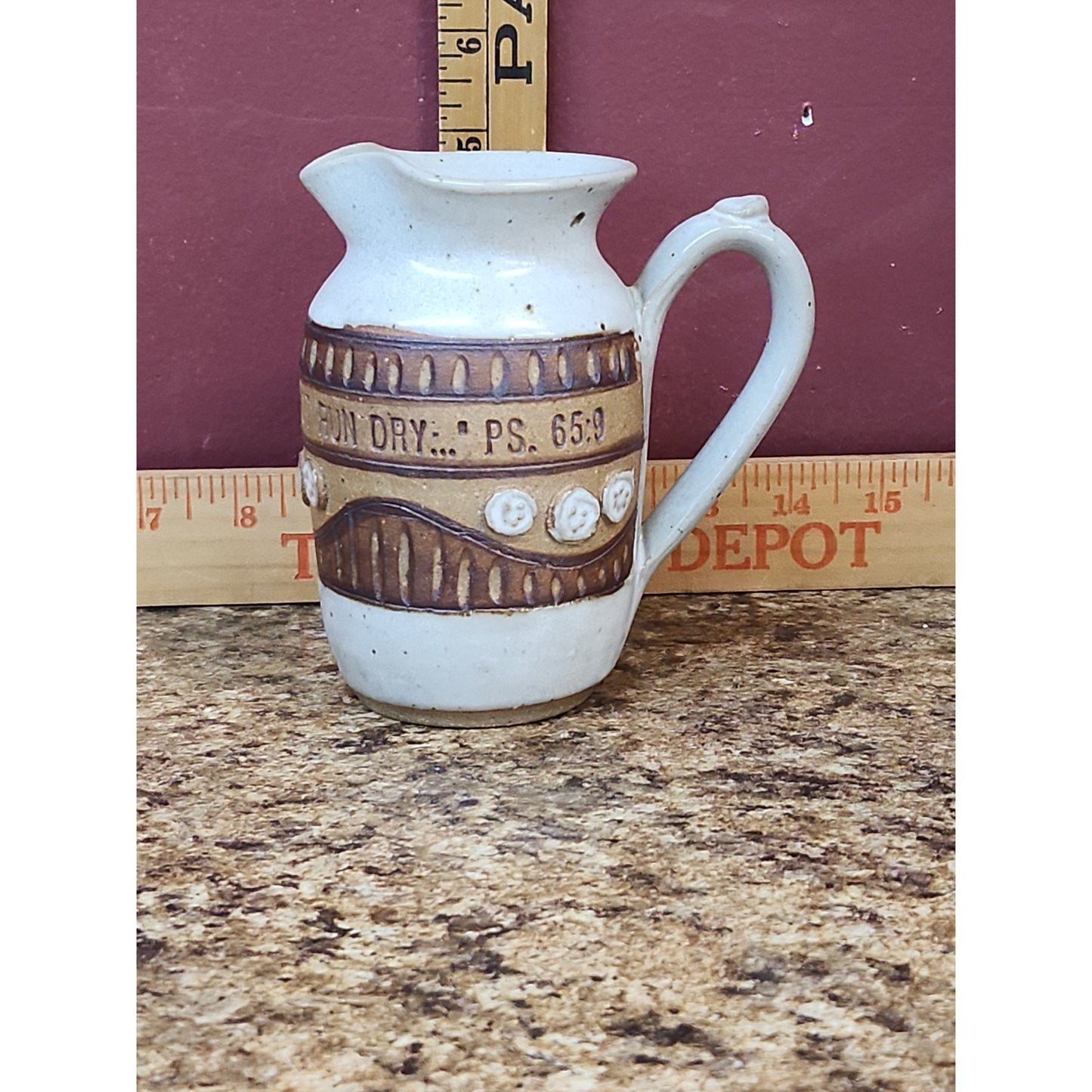 ED SCHROCK Pottery make a Joyful Noise Pitcher Creamer Religion Bible ceramic