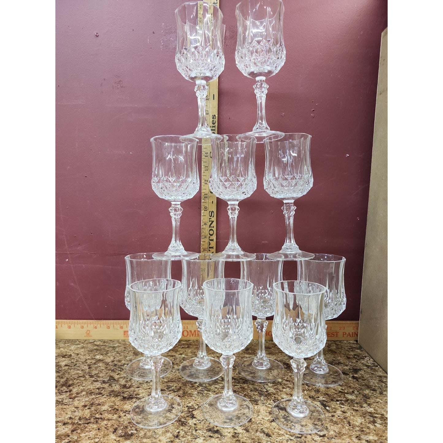 12 - Cristal d 'Arques Durand Crystal Longchamp Glasses Clear Water Goblets