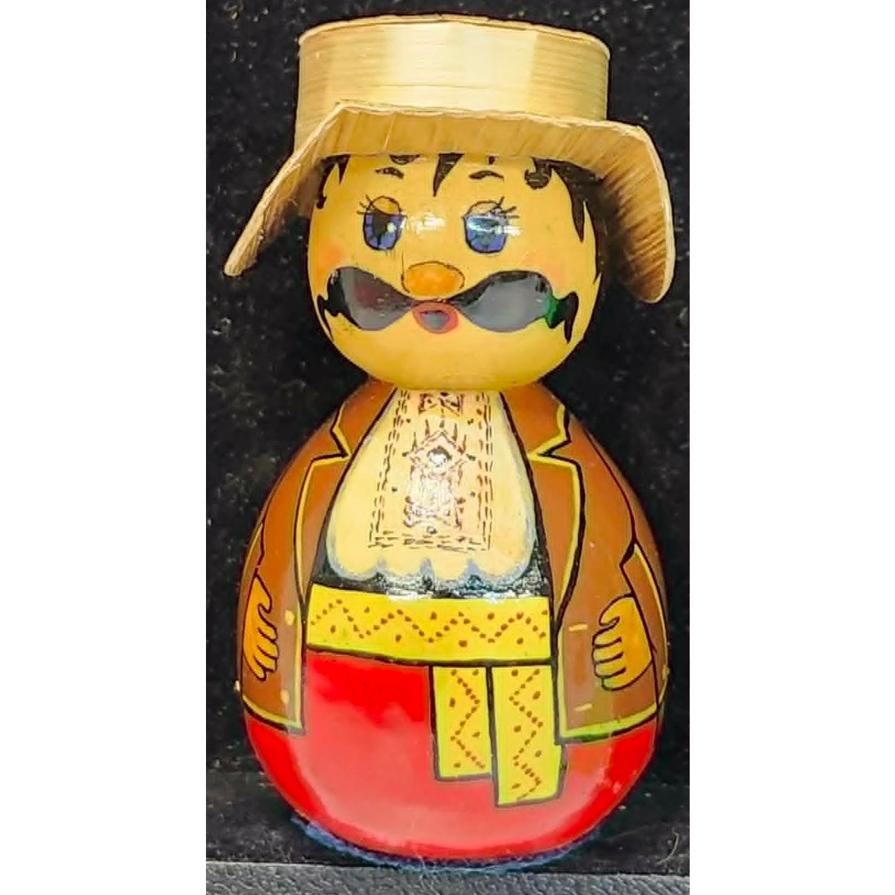 Vintage Ukrainian Hand-Painted Wooden Folk Man Woman Figurine Wooden Folk Art