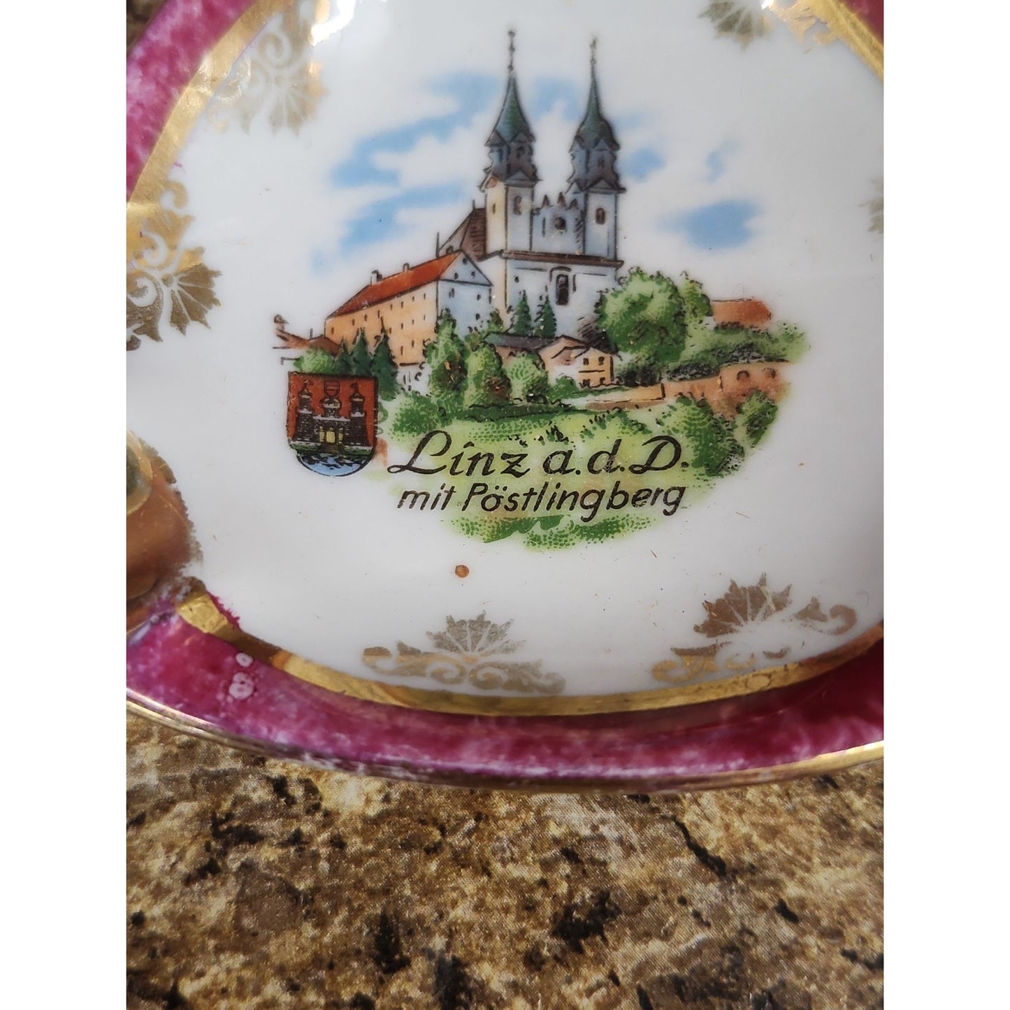 Vintage Lilien Porzellan Austria Ashtray Linz A D D Mit Postlingberg