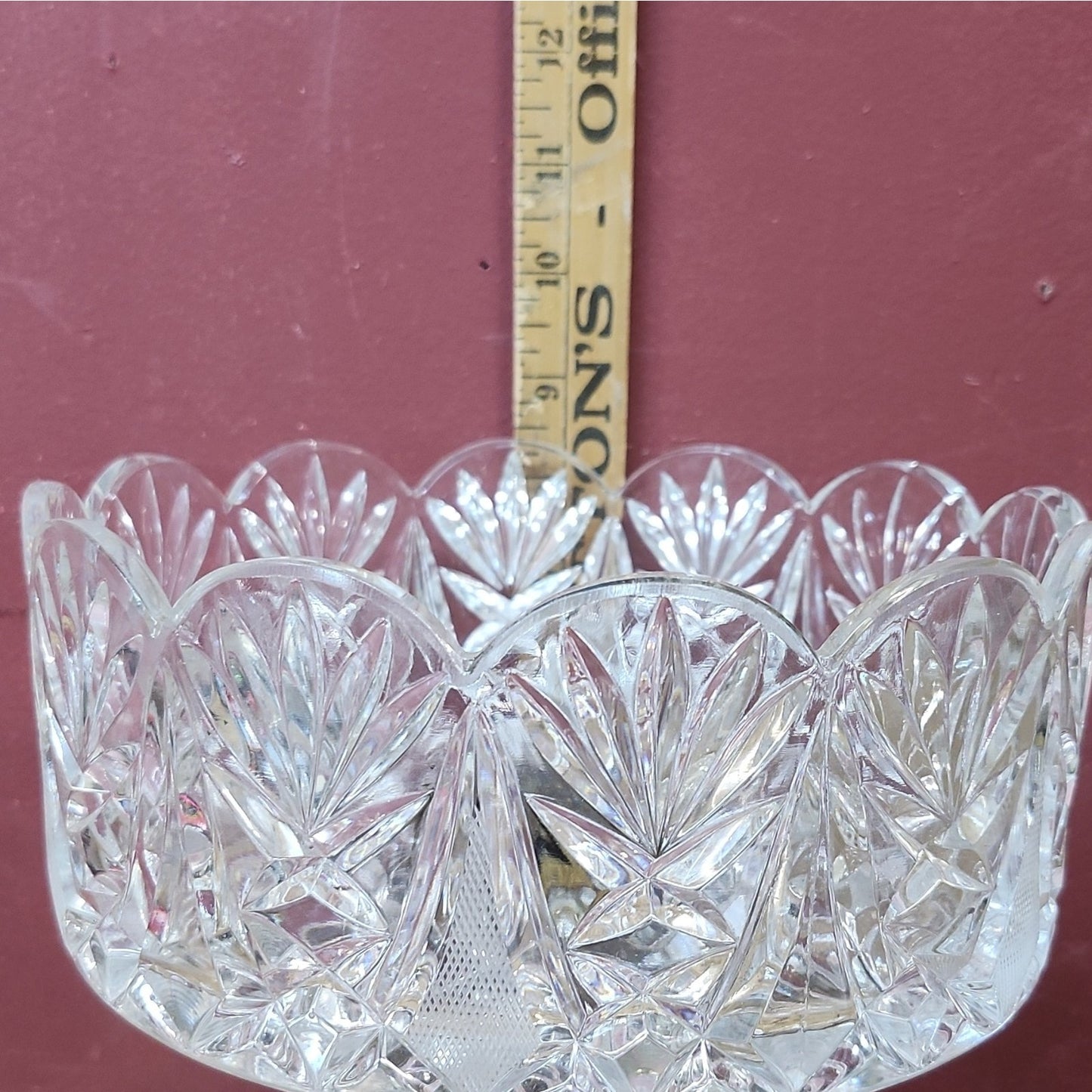 Cut Lead Crystal Starburst Pedestal Compote Bowl, Clear, Gold-Tone Metal Base