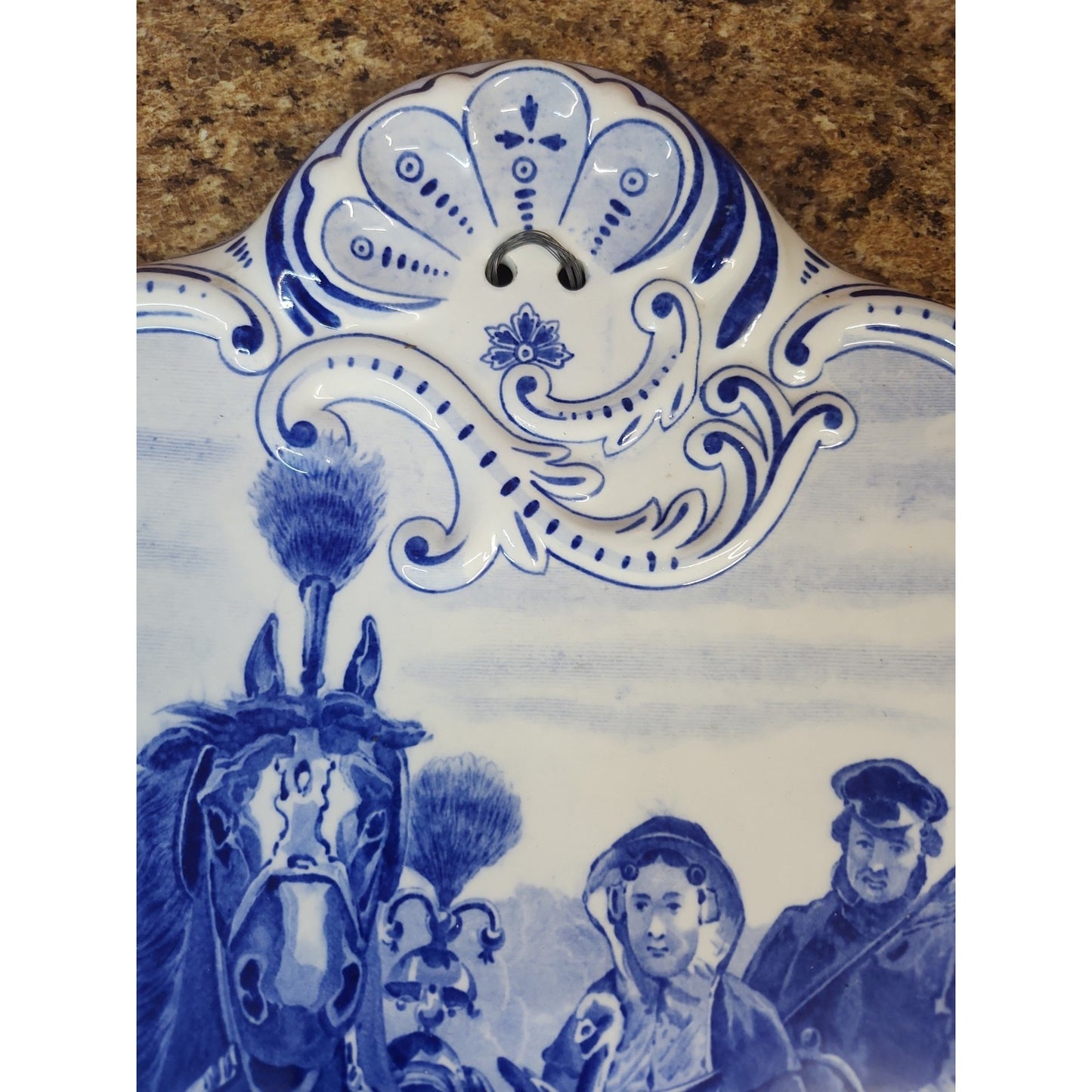 Royal Sphinx Maastricht, Wandplatte P. Regout & Company, Blue Transferware 19"