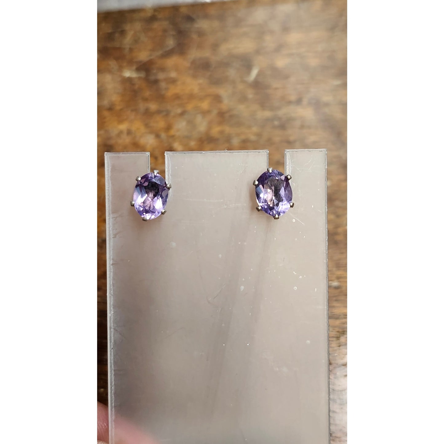 Sterling Silver Amethyst Oval Cut Stud Earrings Purple Gemstone Fine Jewelry