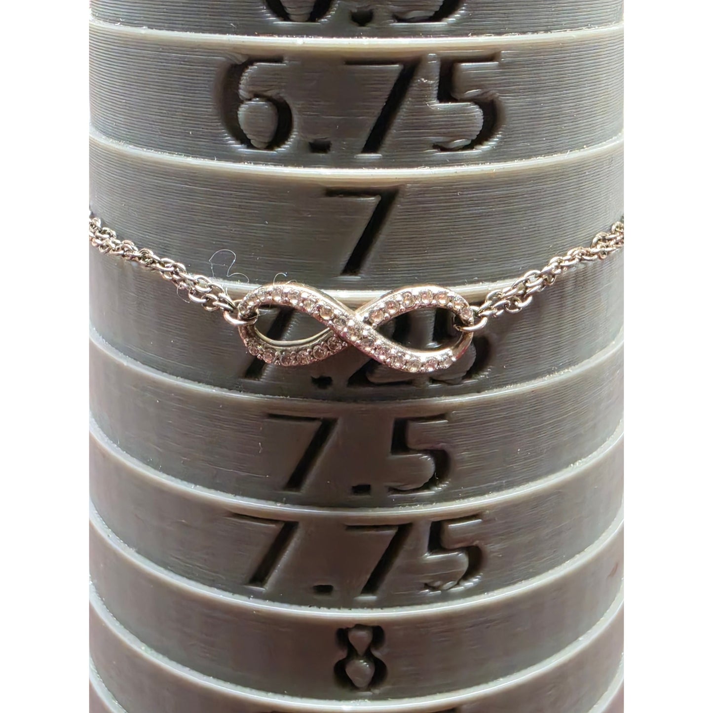 Sterling Silver Infinity Elegant Bracelet Womens Double Chain Size 7.25