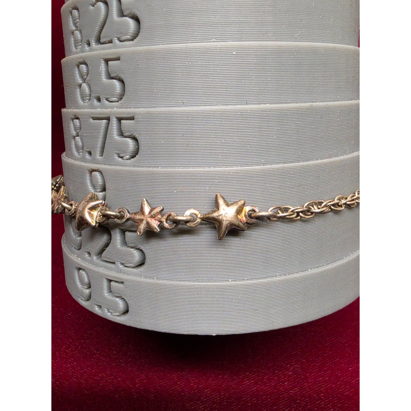 Vintage 925 Sterling Silver Star Link Charm Bracelet Rope Chain 9 Inch Italy