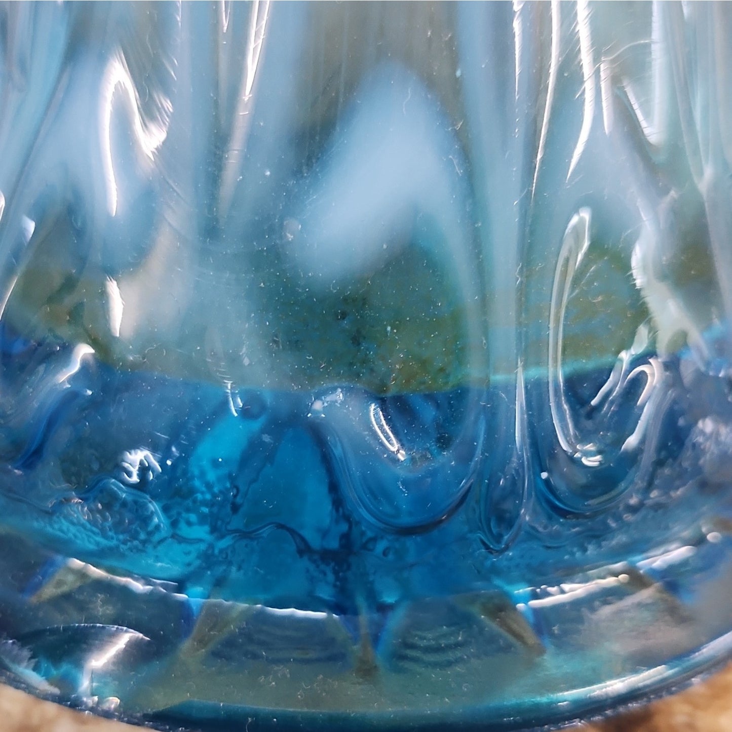 Fenton Art Glass Ruffled Blue & White Glossy Stretch Swung Vase, 15 In