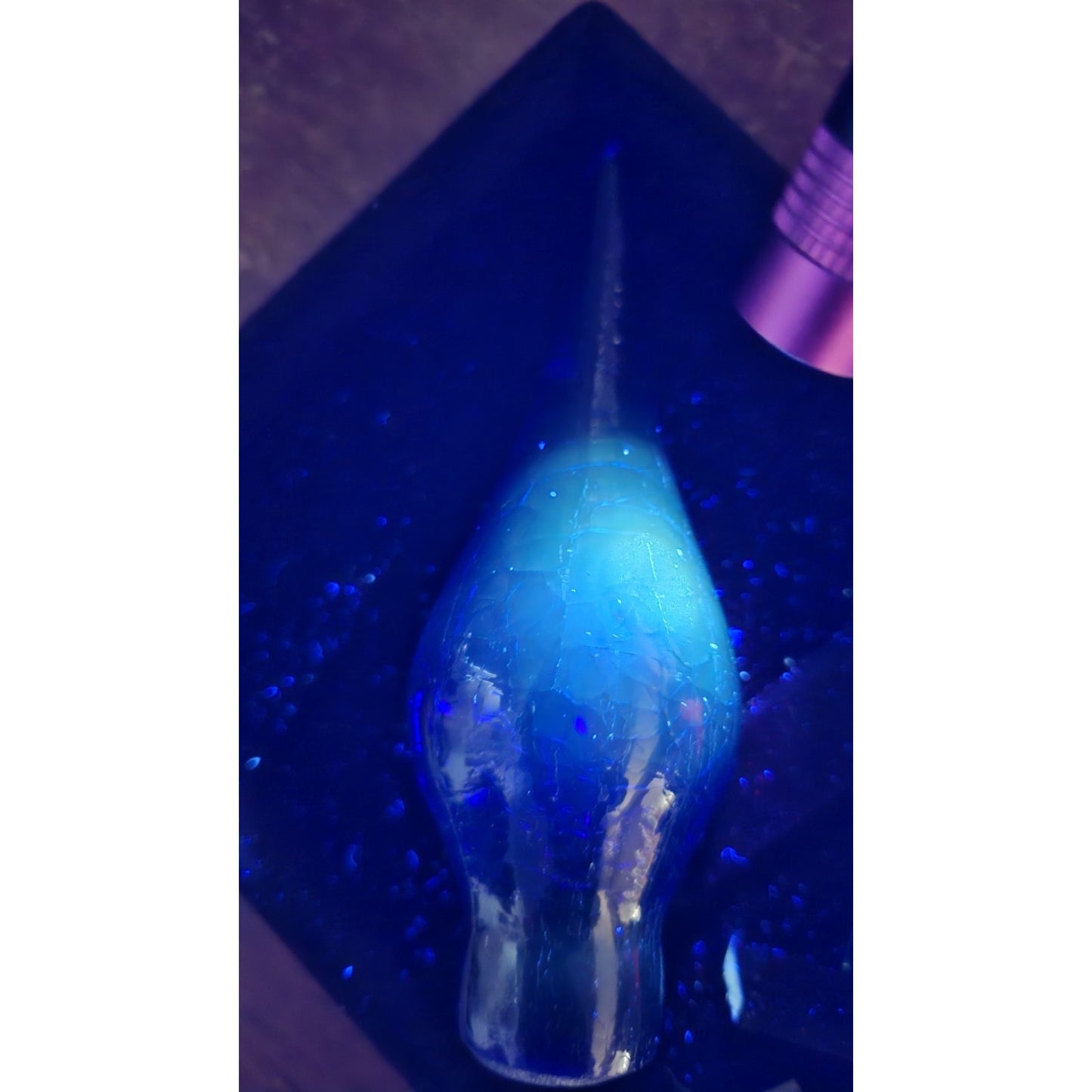 Blenko Colbolt Blue Crackle Glass Stopper