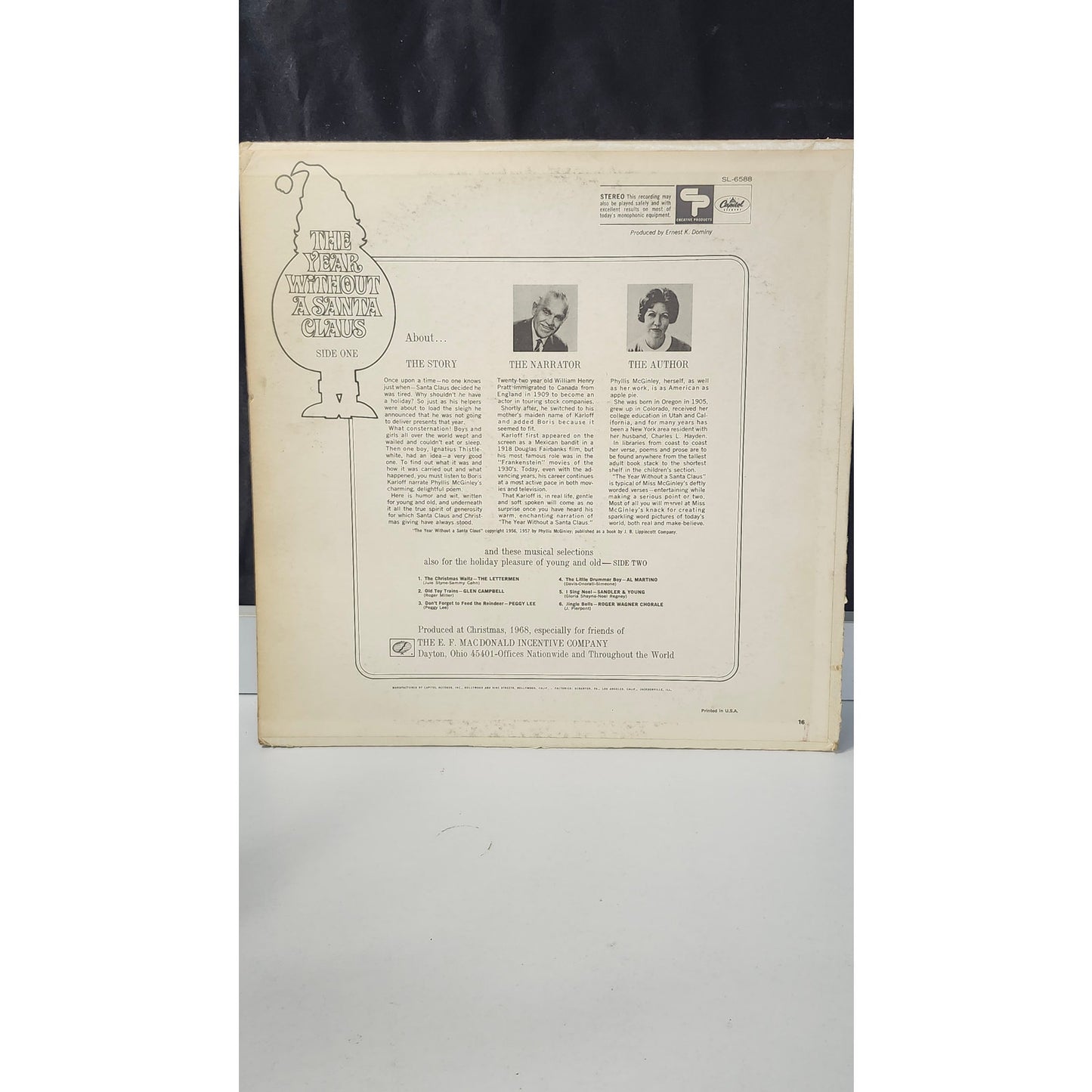 The Year Without A Santa Claus Boris Karloff Phyllis McGinley LP 1968 SL-6588