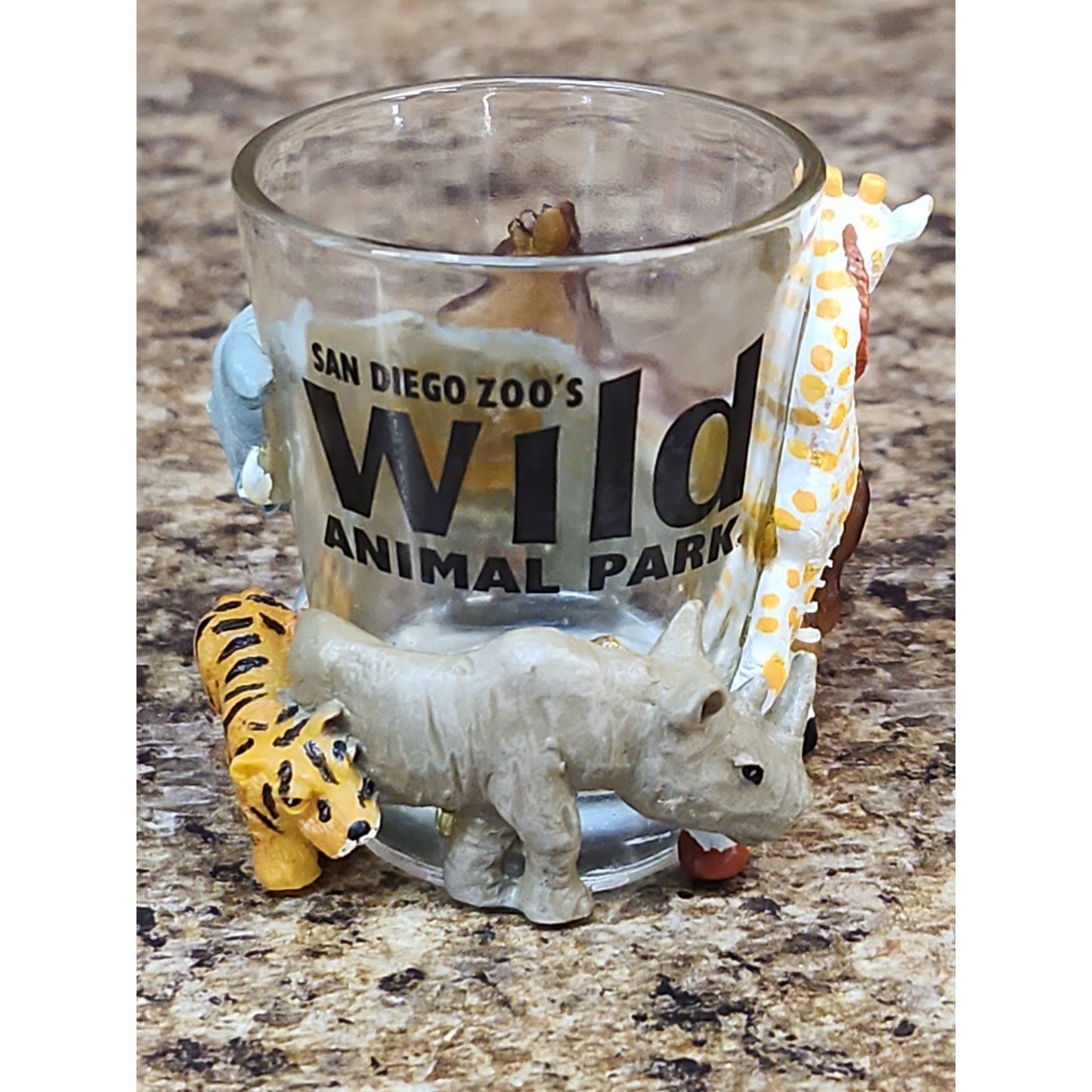 San Diego Zoo Wild Animal Park Shot Glass Giraffe Elephant Rhino Tiger