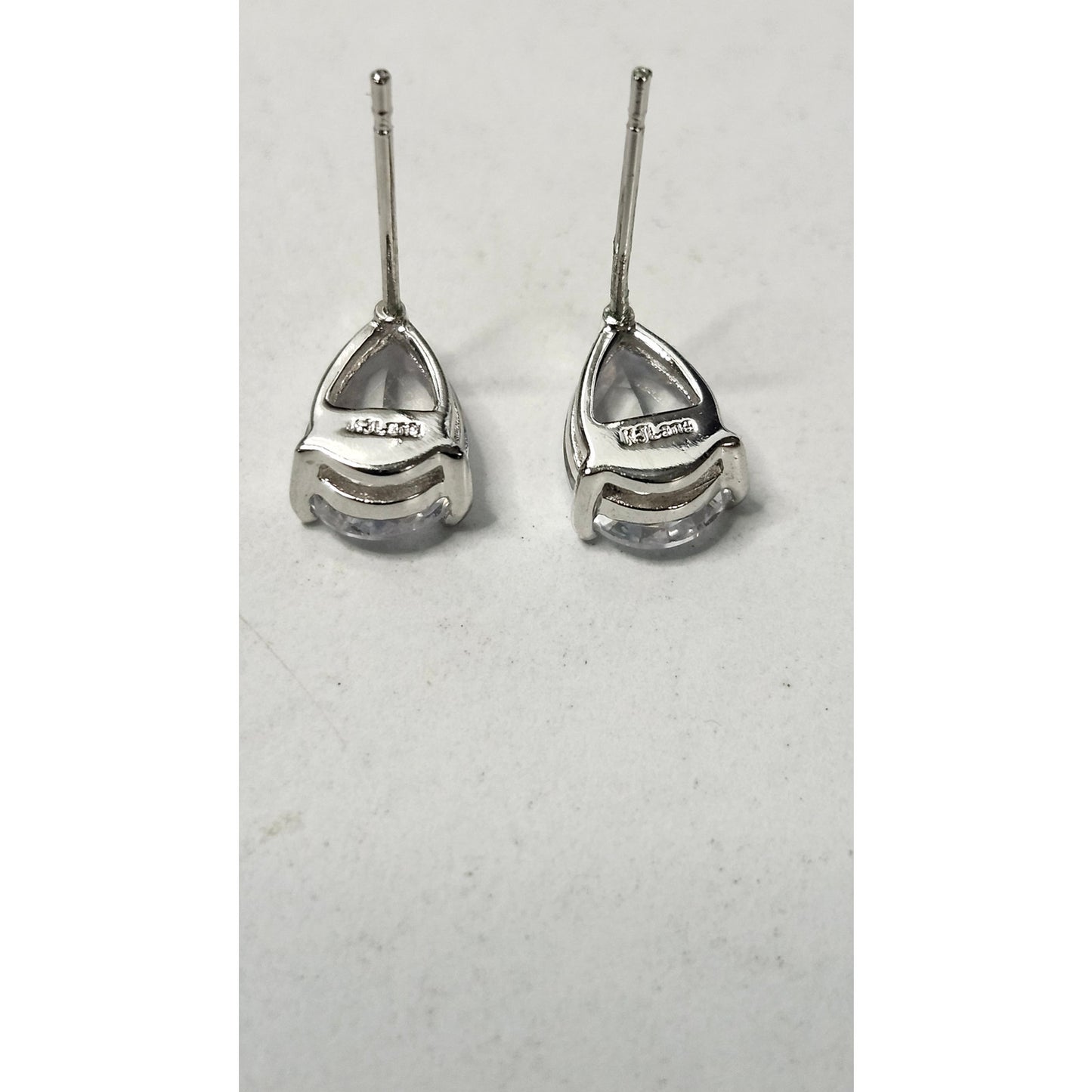 KJL Kenneth Jay Lane Pear Cut Faux Diamond CZ Stud Earrings Silver Tone Costume