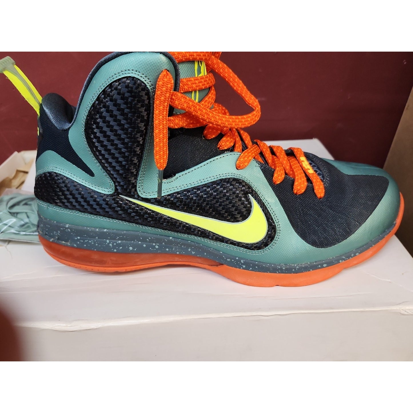 2011 Nike Zoom Lebron 9 IX Cannon Blue Orange Volt Men’s Size 12
