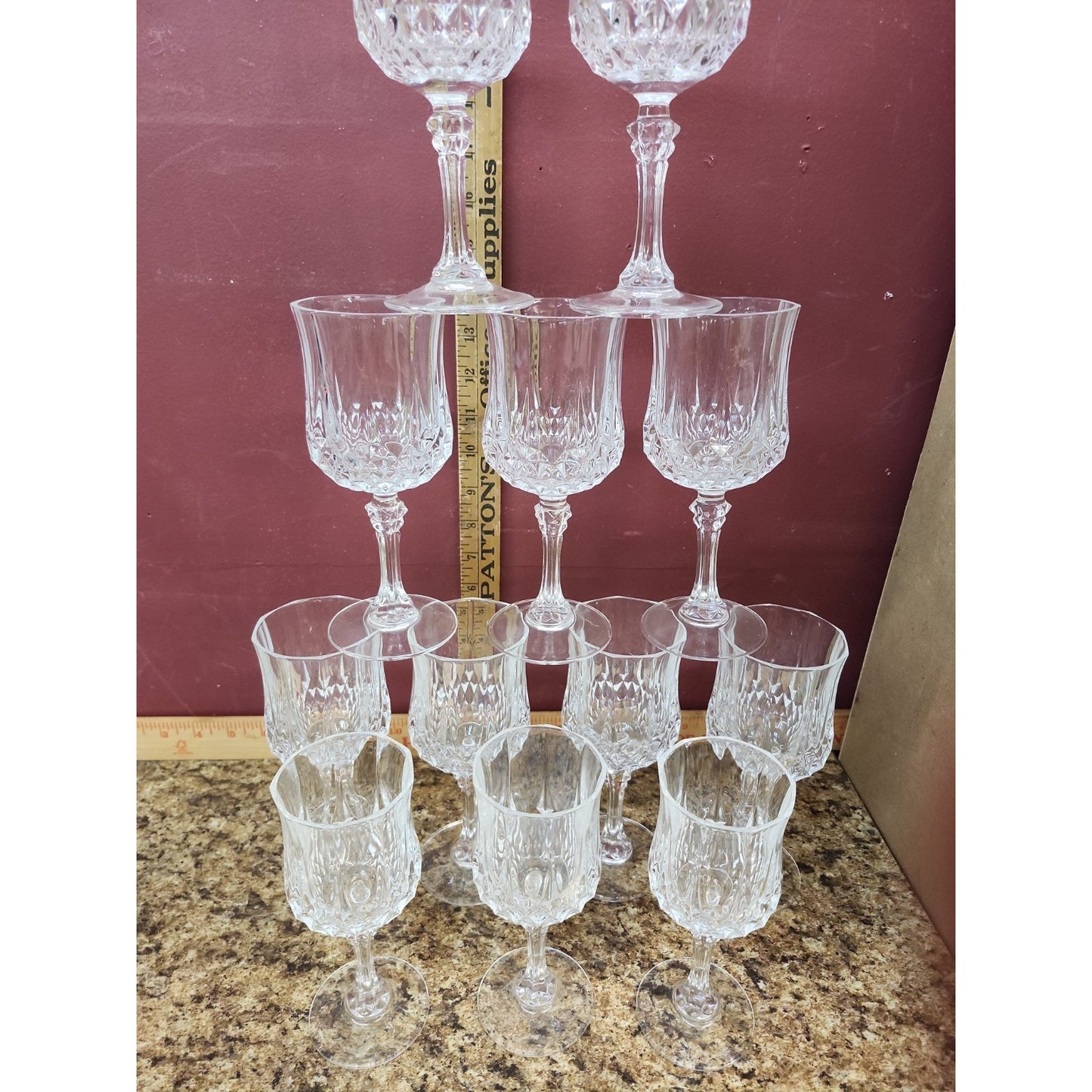 12 - Cristal d 'Arques Durand Crystal Longchamp Glasses Clear Water Goblets