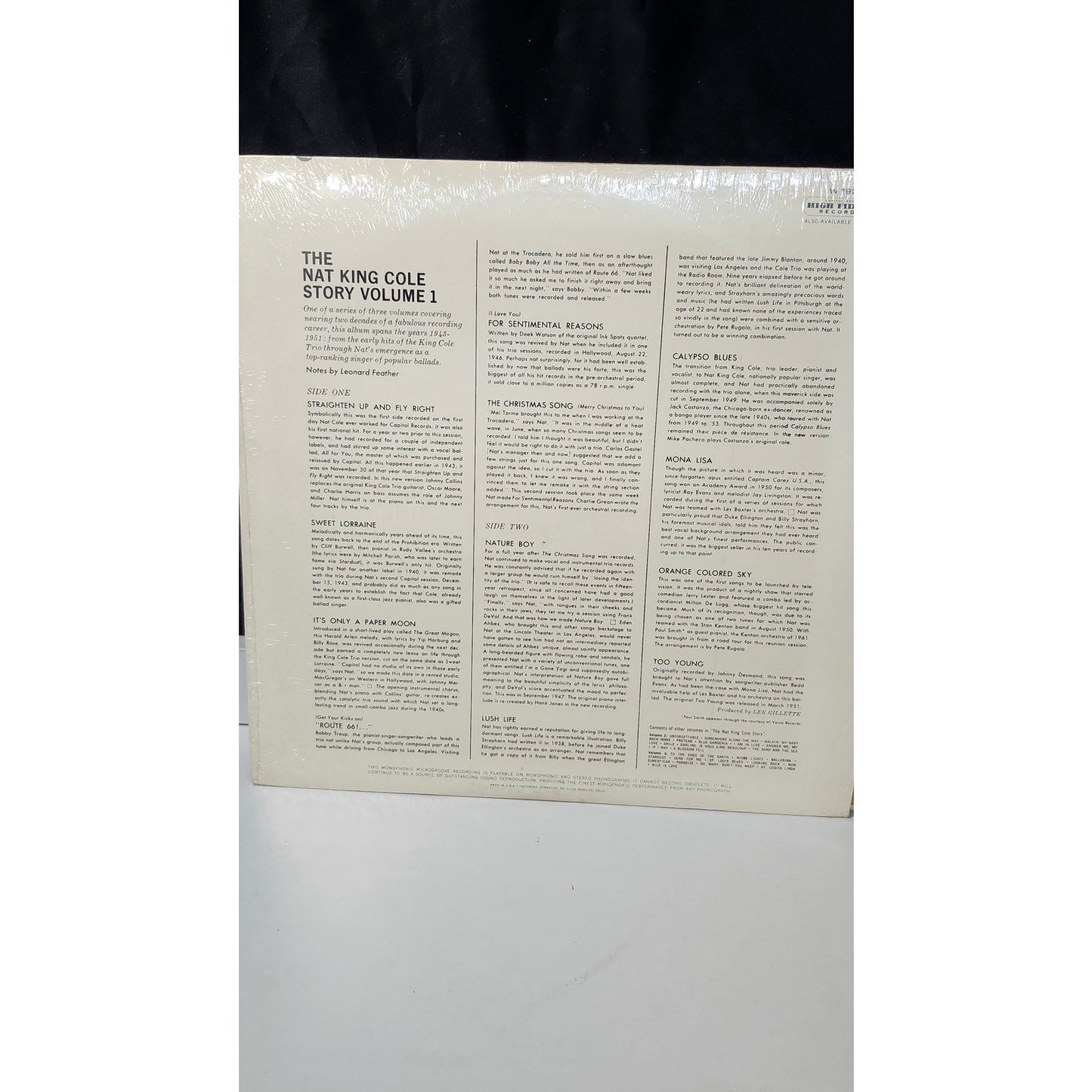 Nat King Cole Story Volumes 1 & 2 Vinyl LP Album Lot Capitol Records W-1926