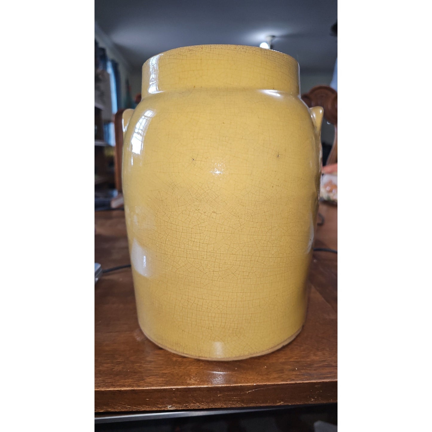 Vintage Yellowware Storage Glazed Stoneware Crock Canning Utility No Lid