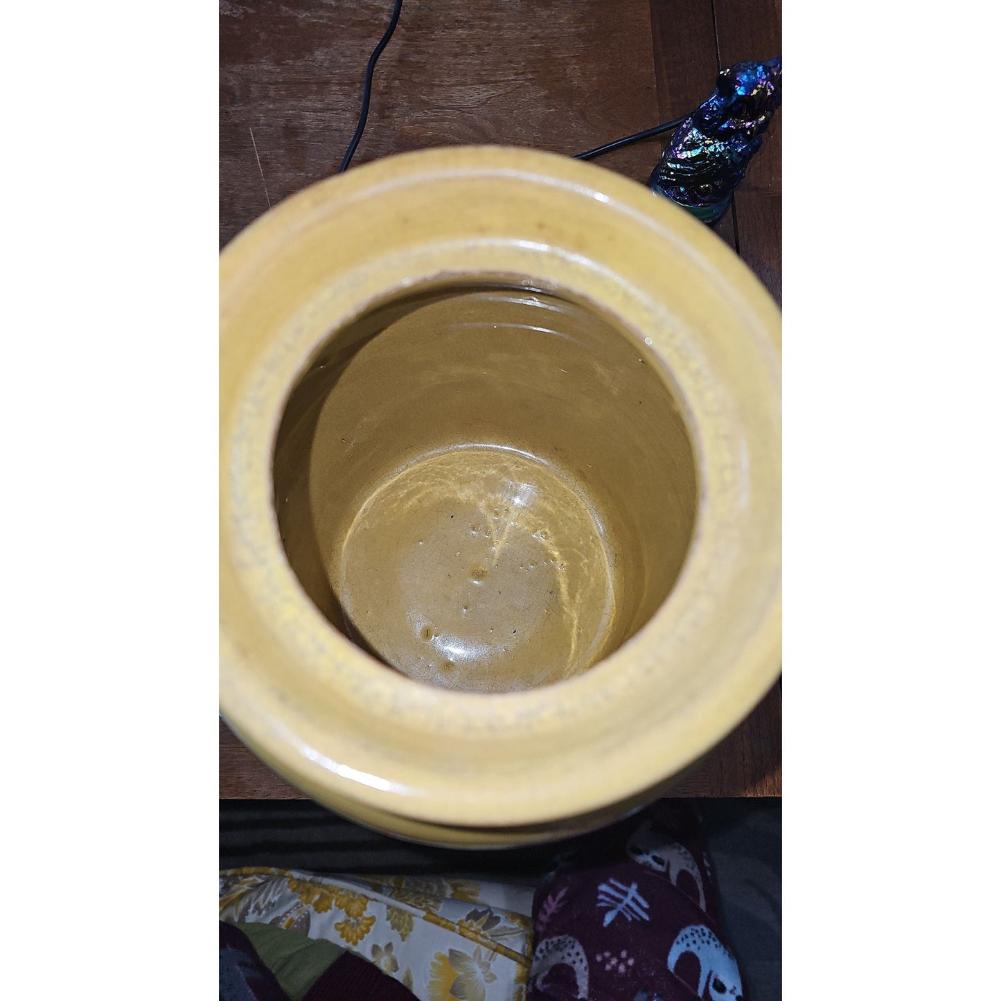 Vintage Yellowware Storage Glazed Stoneware Crock Canning Utility No Lid