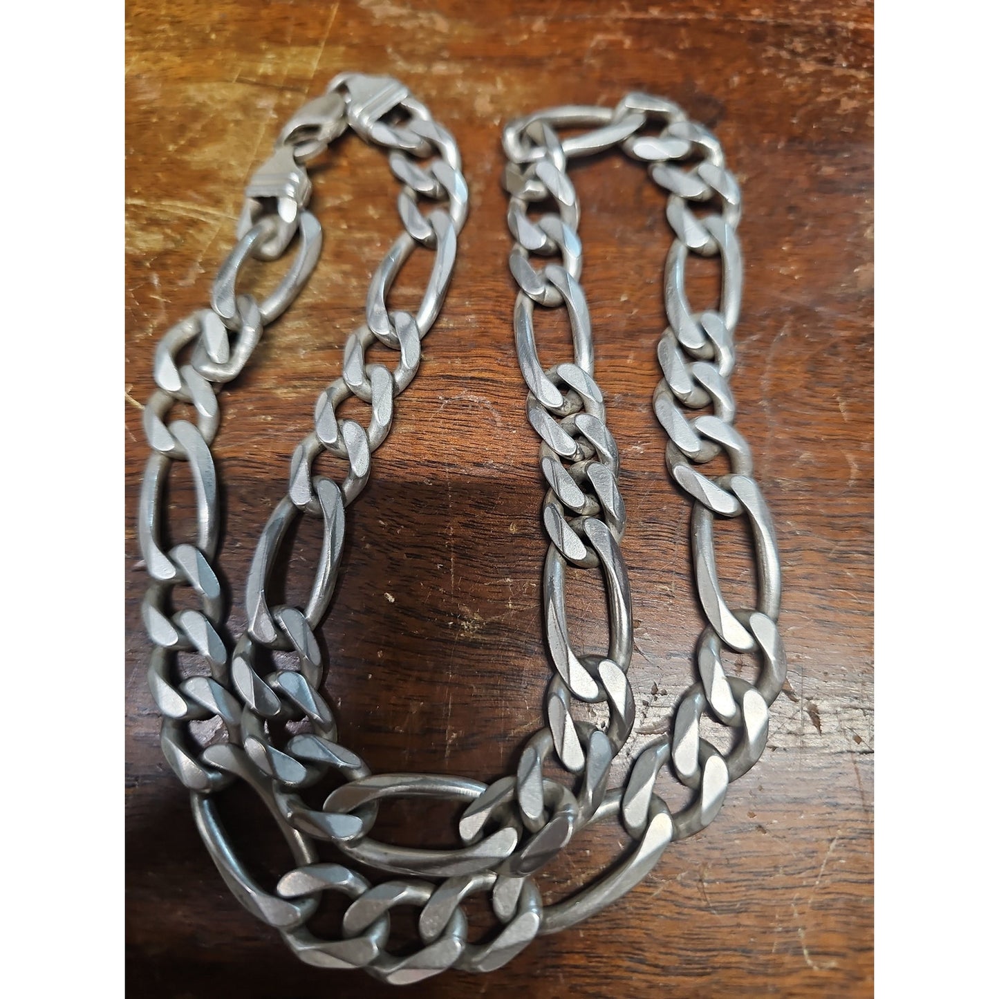 Vintage HEAVY 925 Sterling Silver Figaro Link Chain Necklace Italy