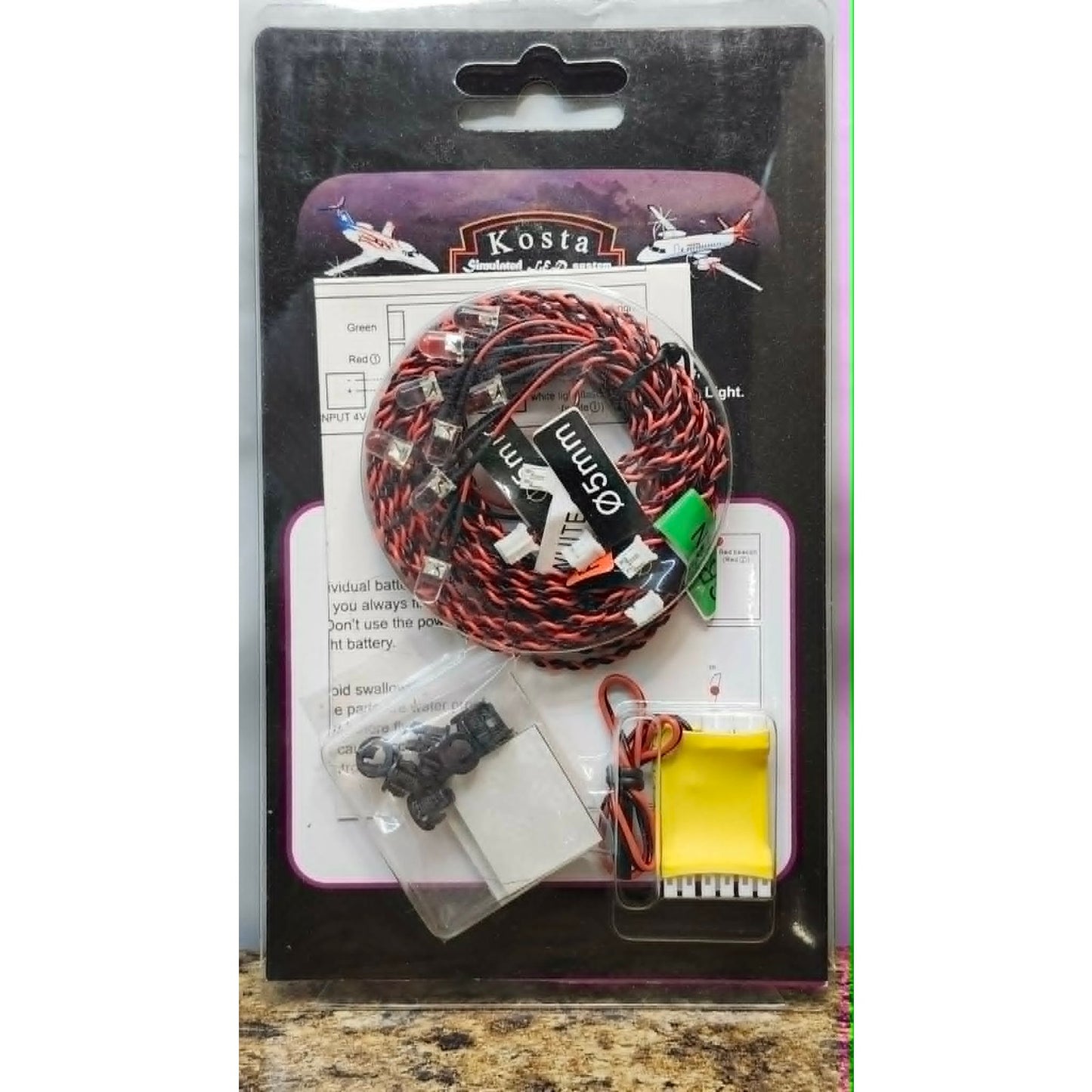 Kosta Simulated Flight LED Light Kit System RC Airplane Navigation 5mm White Red