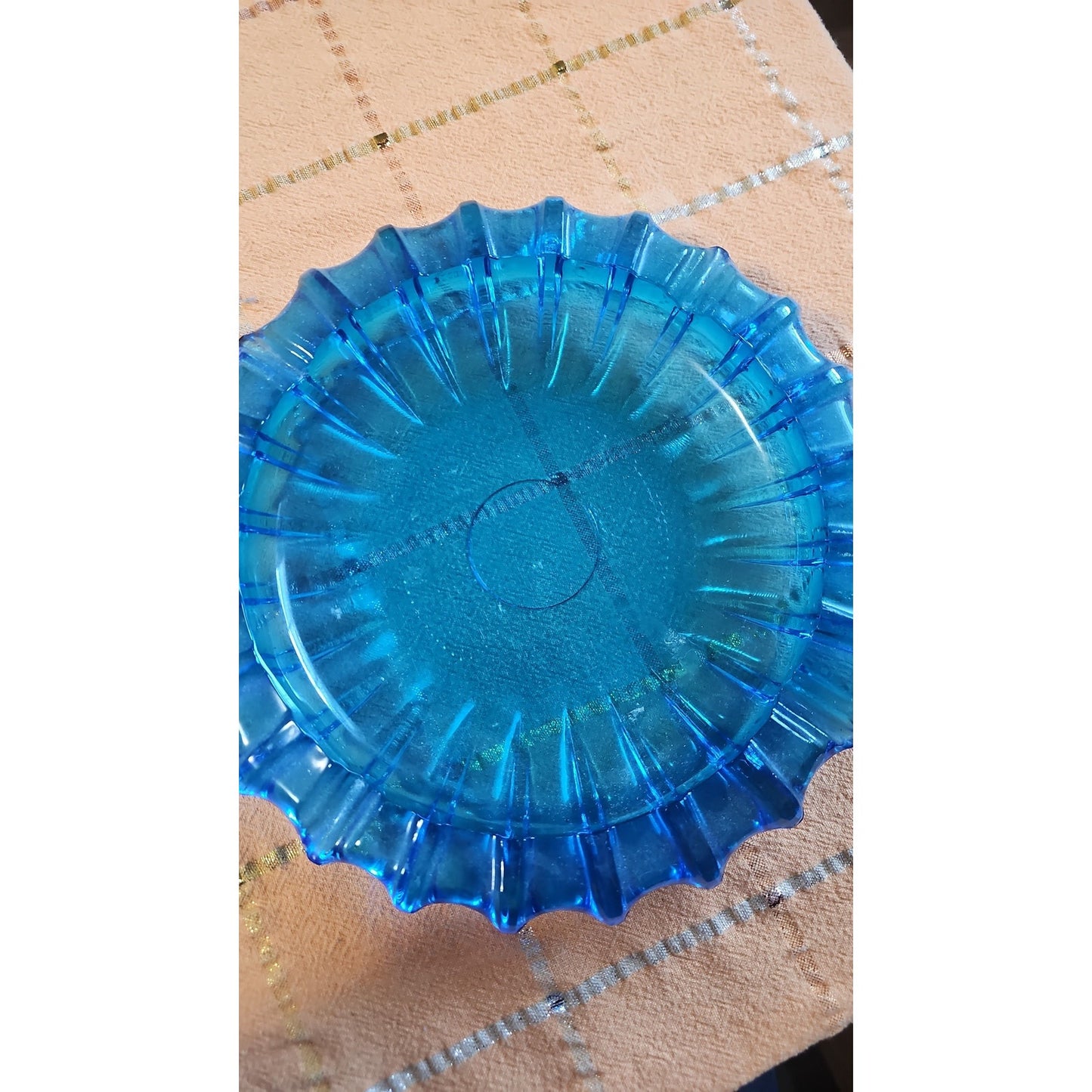 VTG Fostoria Electric Blue Glass Ashtray 1970s Art Glass MCM Tobaccoroliana