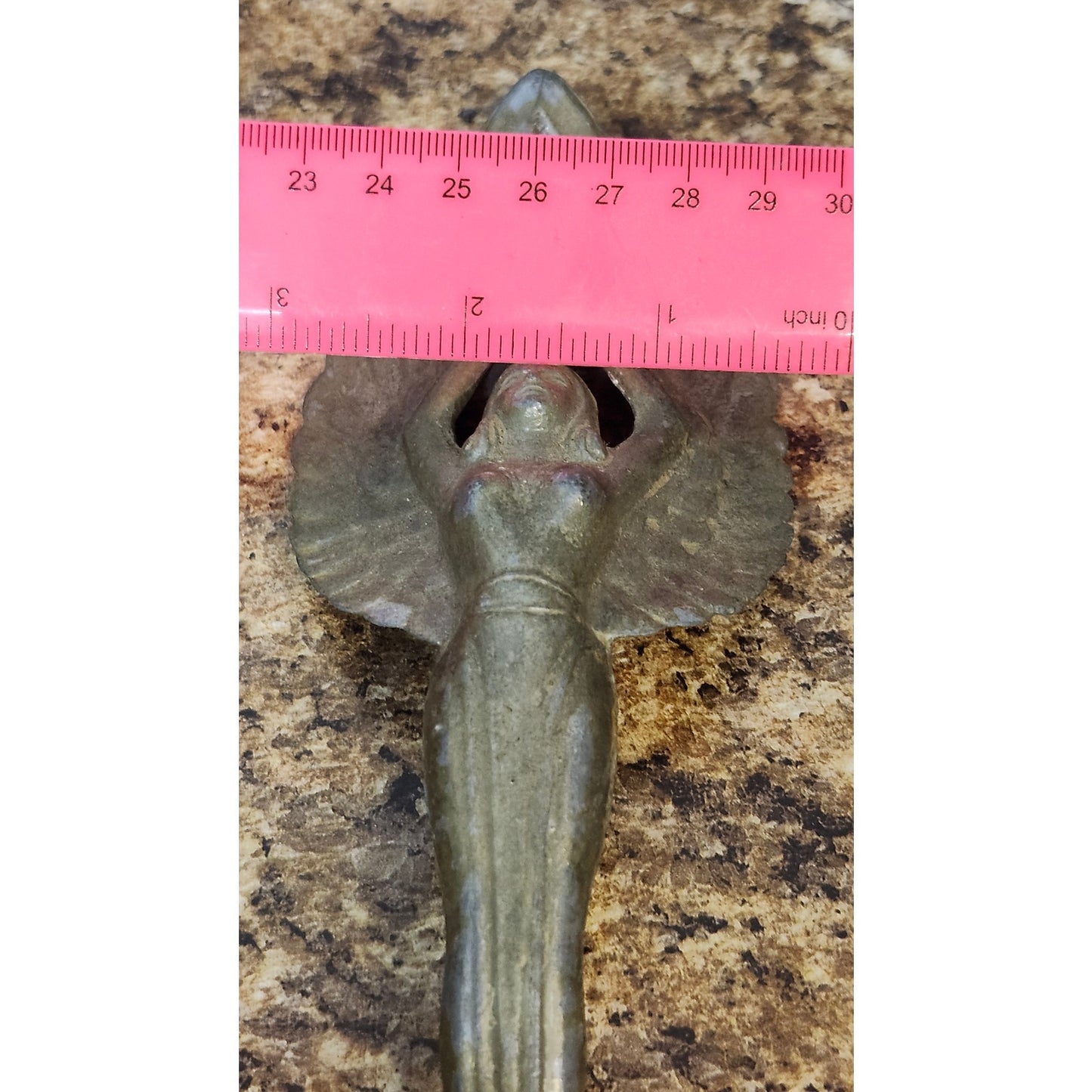 VTG Metal Trophy Torch Topper Victory Goddess Angel Figure Winged Art Deco 7.5"