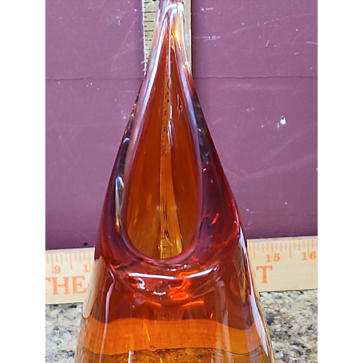 Blue Vintage Murano Style Teardrop Art Glass Vase, 12"