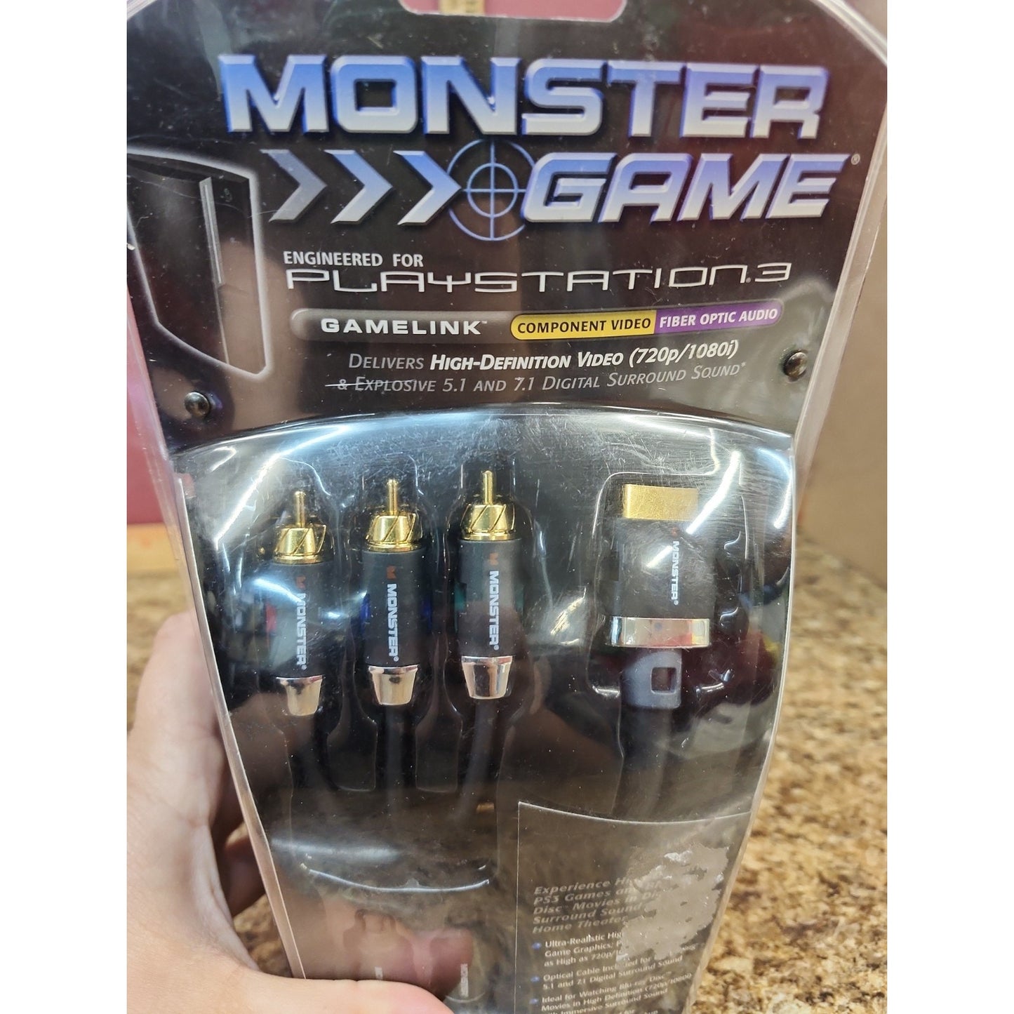 Monster Game Component Video/Fiber Optic High Def Cable PlayStation PS2/PS3 New
