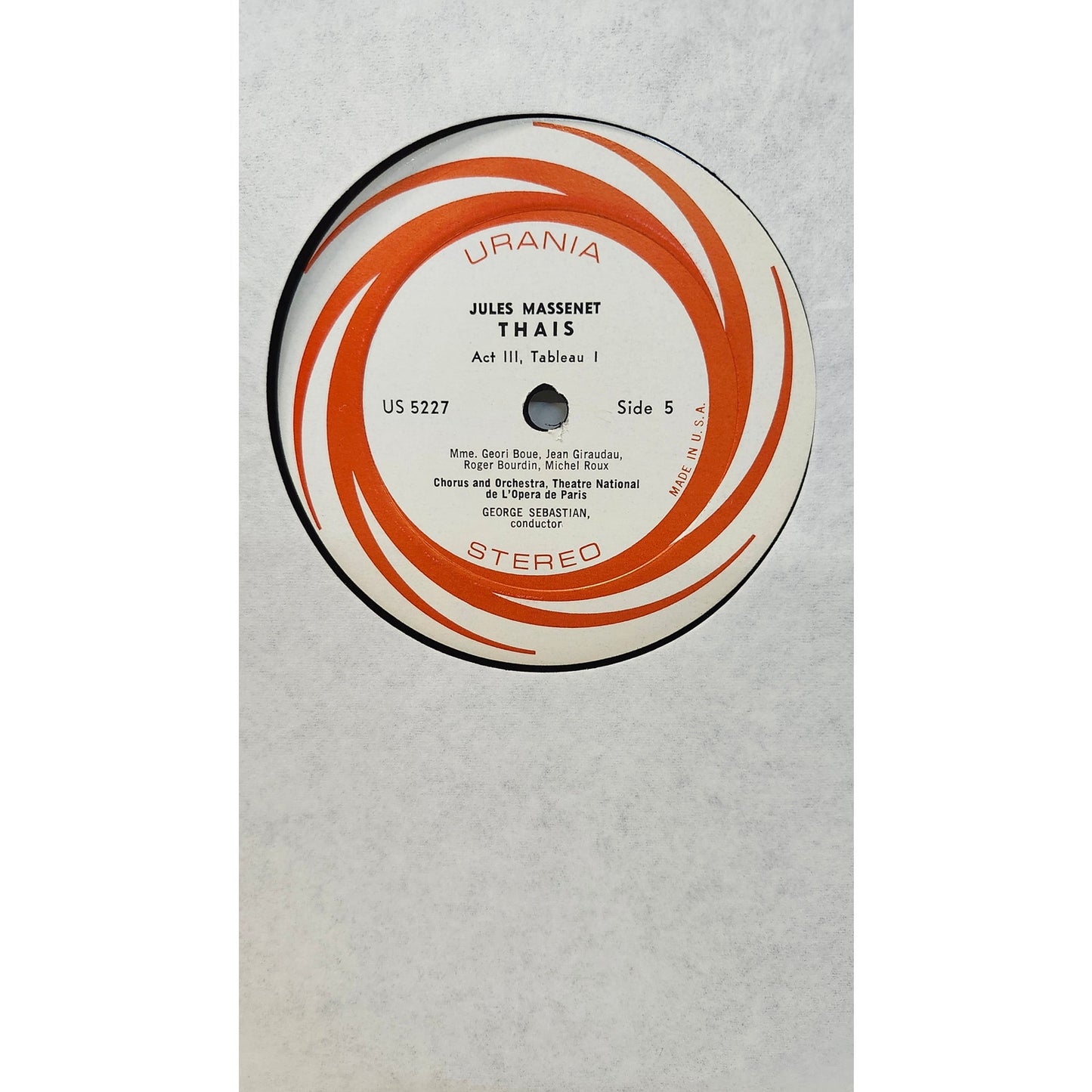 Urania Massenet Thais George Sebastian Vinyl Record Box Set 3 LP Stereo US 5227