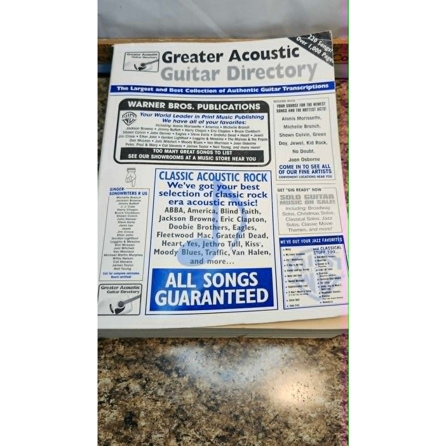 Warner Bros Greater Acoustic Guitar Directory Guitar Transcriptions Collection Book