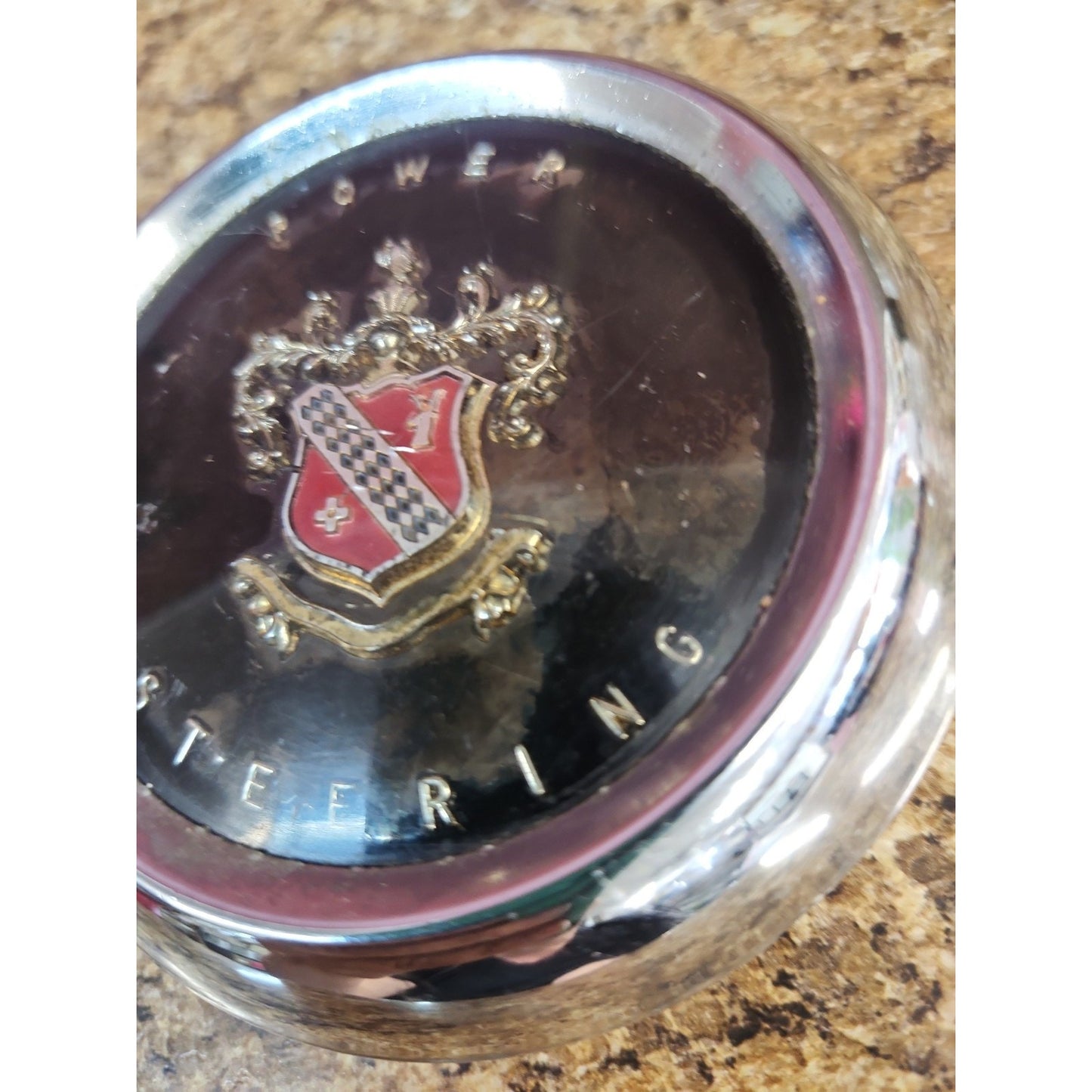 Buick Horn Button Center Cap Emblem & Chrome Bezel Power Steering