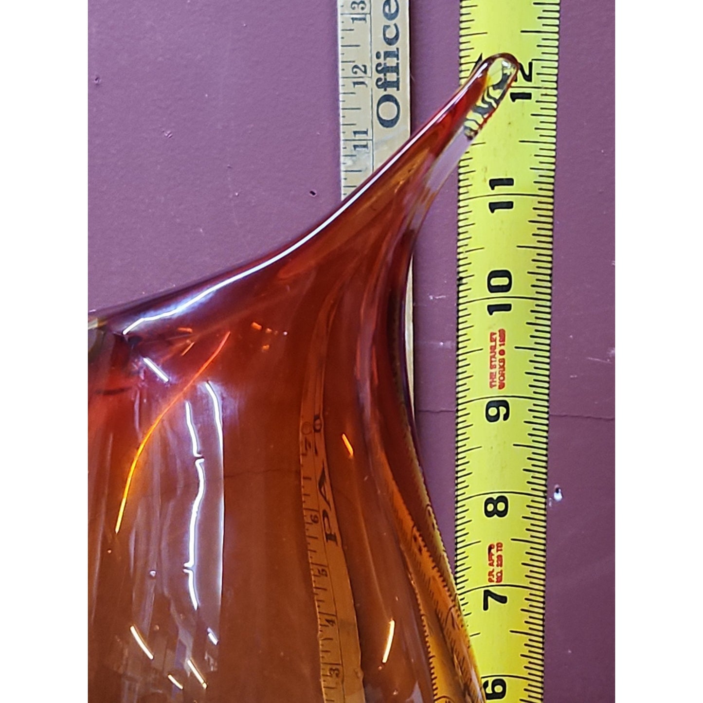 Blue Vintage Murano Style Teardrop Art Glass Vase, 12"