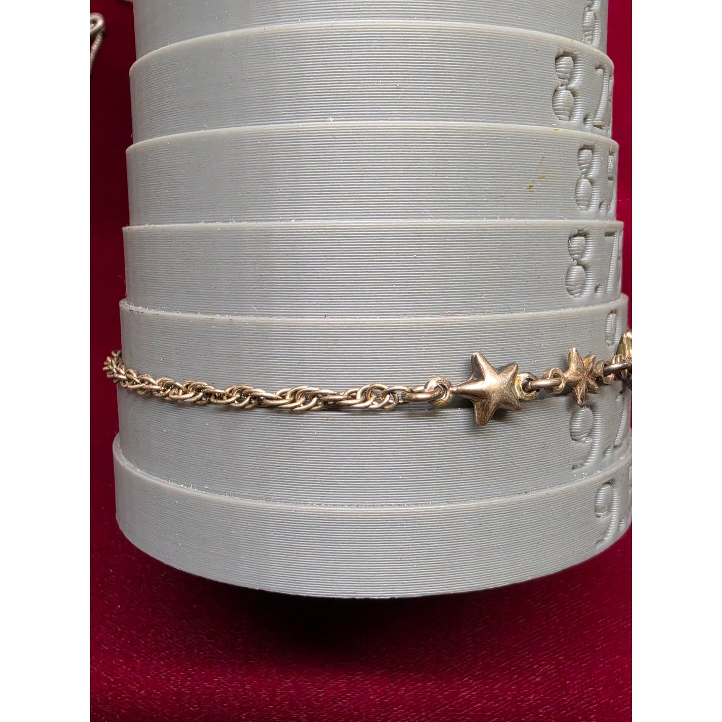 Vintage 925 Sterling Silver Star Link Charm Bracelet Rope Chain 9 Inch Italy