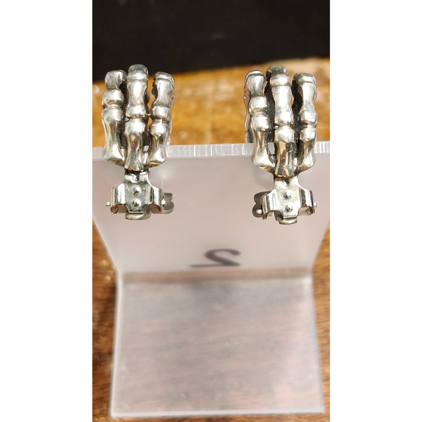 925 Sterling Silver Triple Skeleton Bone Hoop Clip-On Earrings