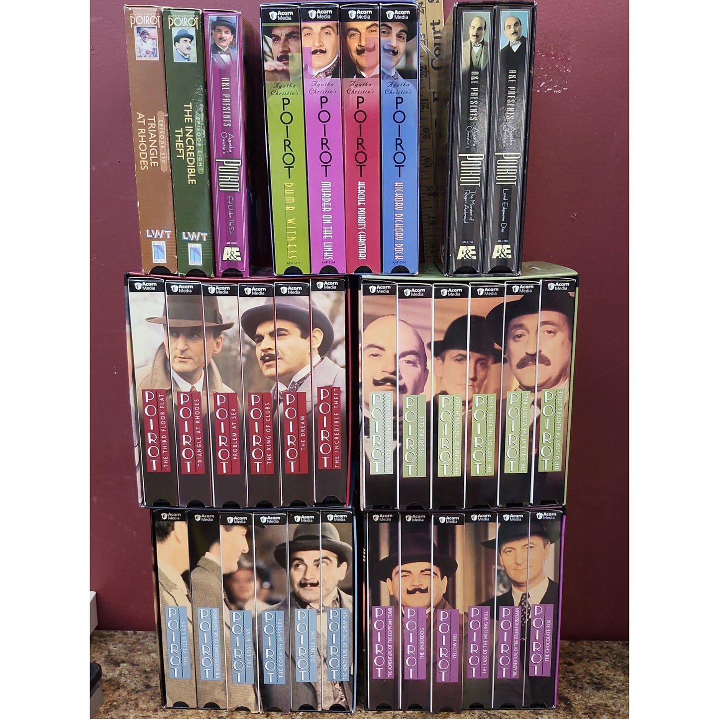 Lot of 33 Agatha Christie Hercule Poirot VHS Tapes Movies David Suchet Boxed Set