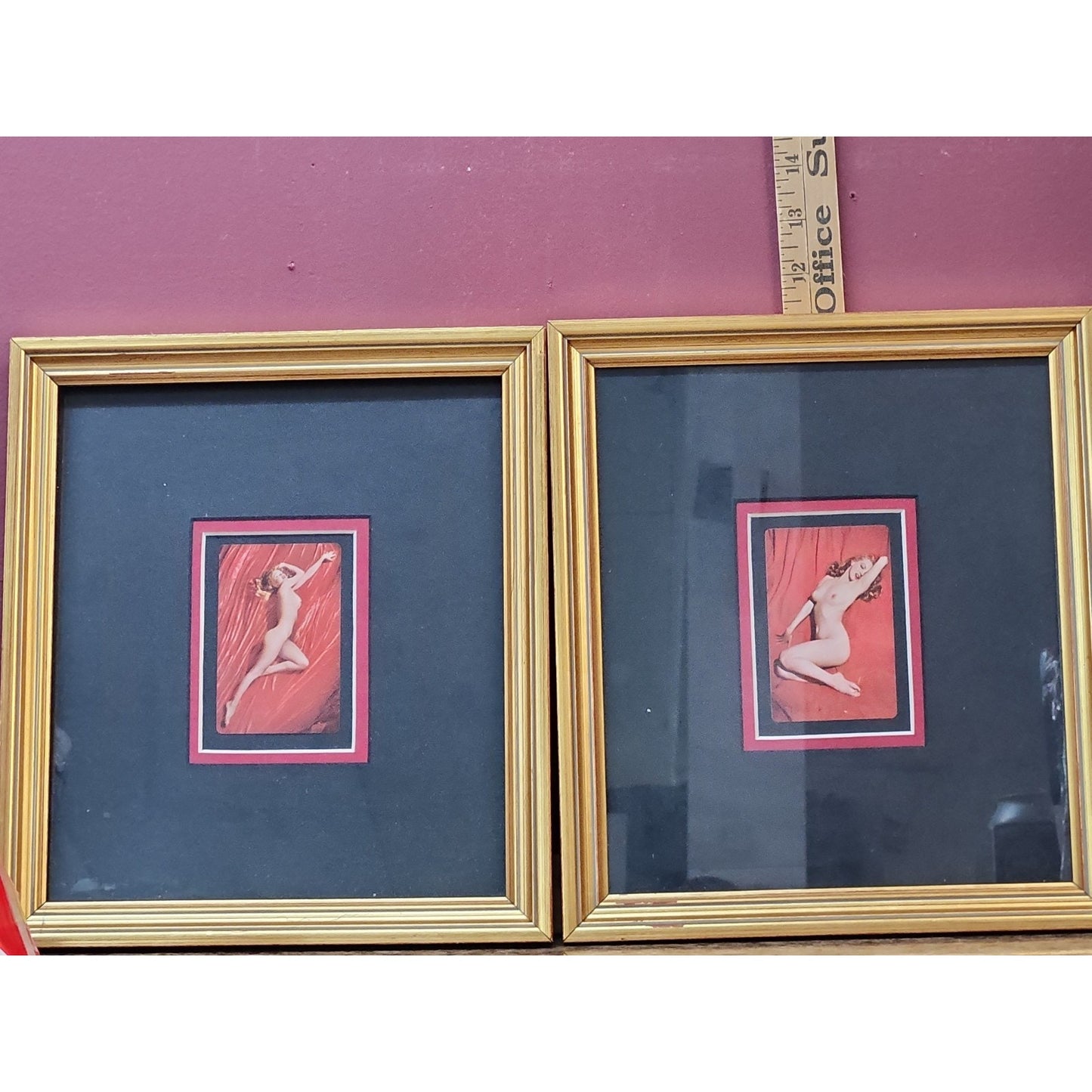 TWO INDIVIDUALLY MATTED AND FRAMED VINTAGE MARILYN MONROE PLAYBOY PLAYING CARDS