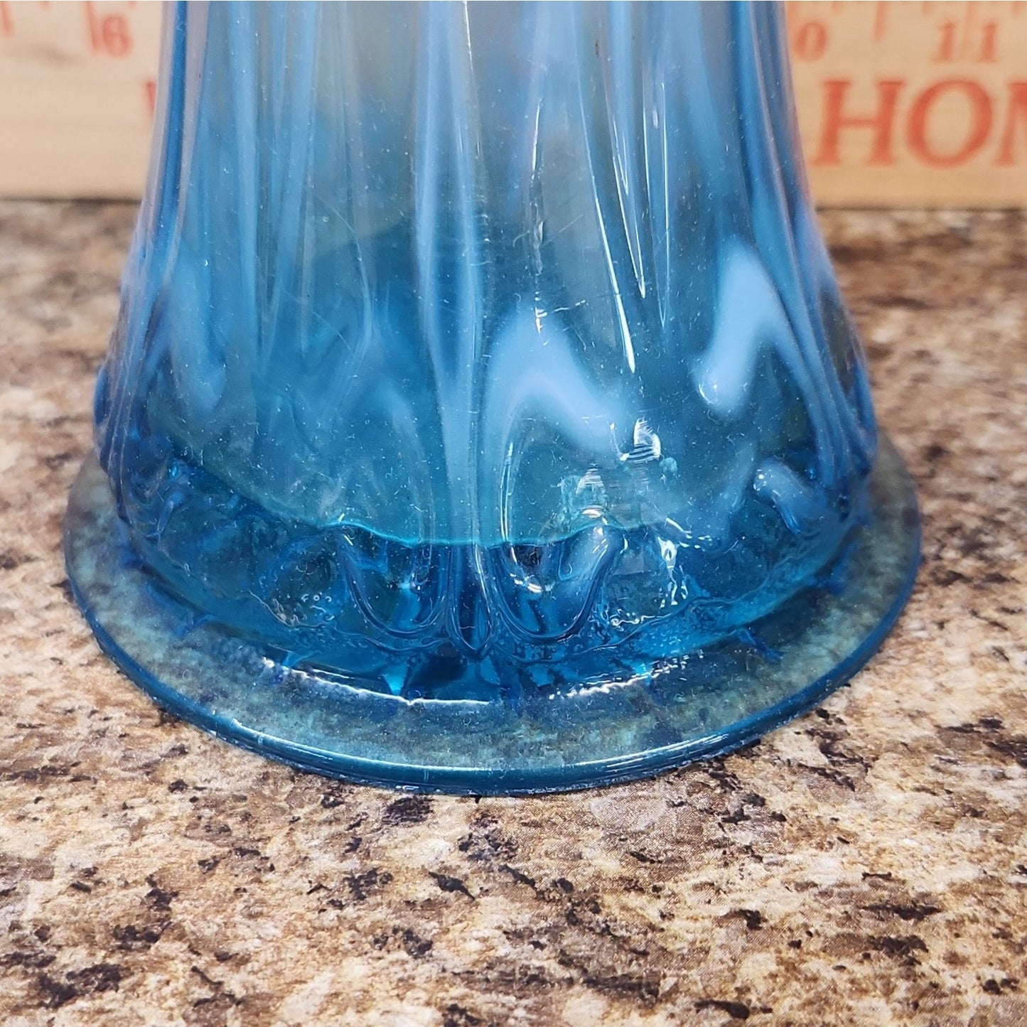 Fenton Art Glass Ruffled Blue & White Glossy Stretch Swung Vase, 15 In