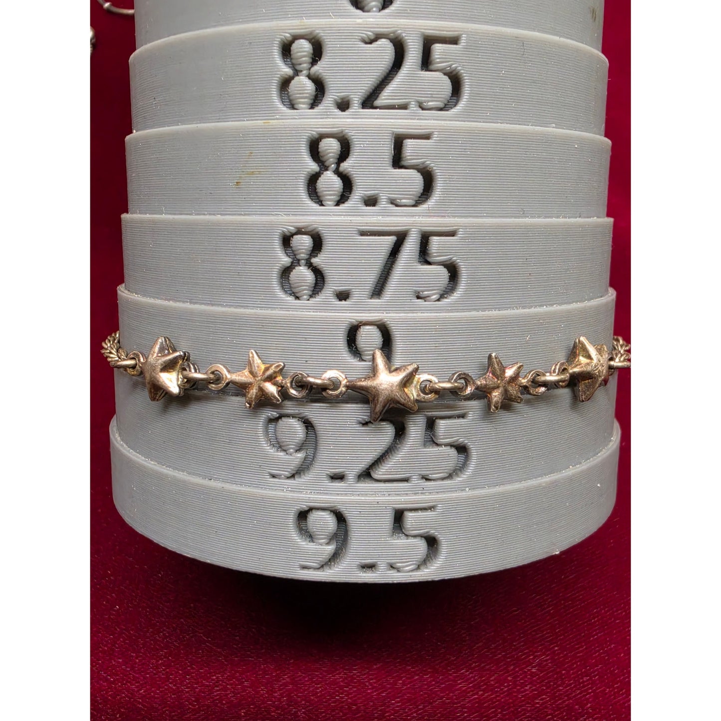 Vintage 925 Sterling Silver Star Link Charm Bracelet Rope Chain 9 Inch Italy