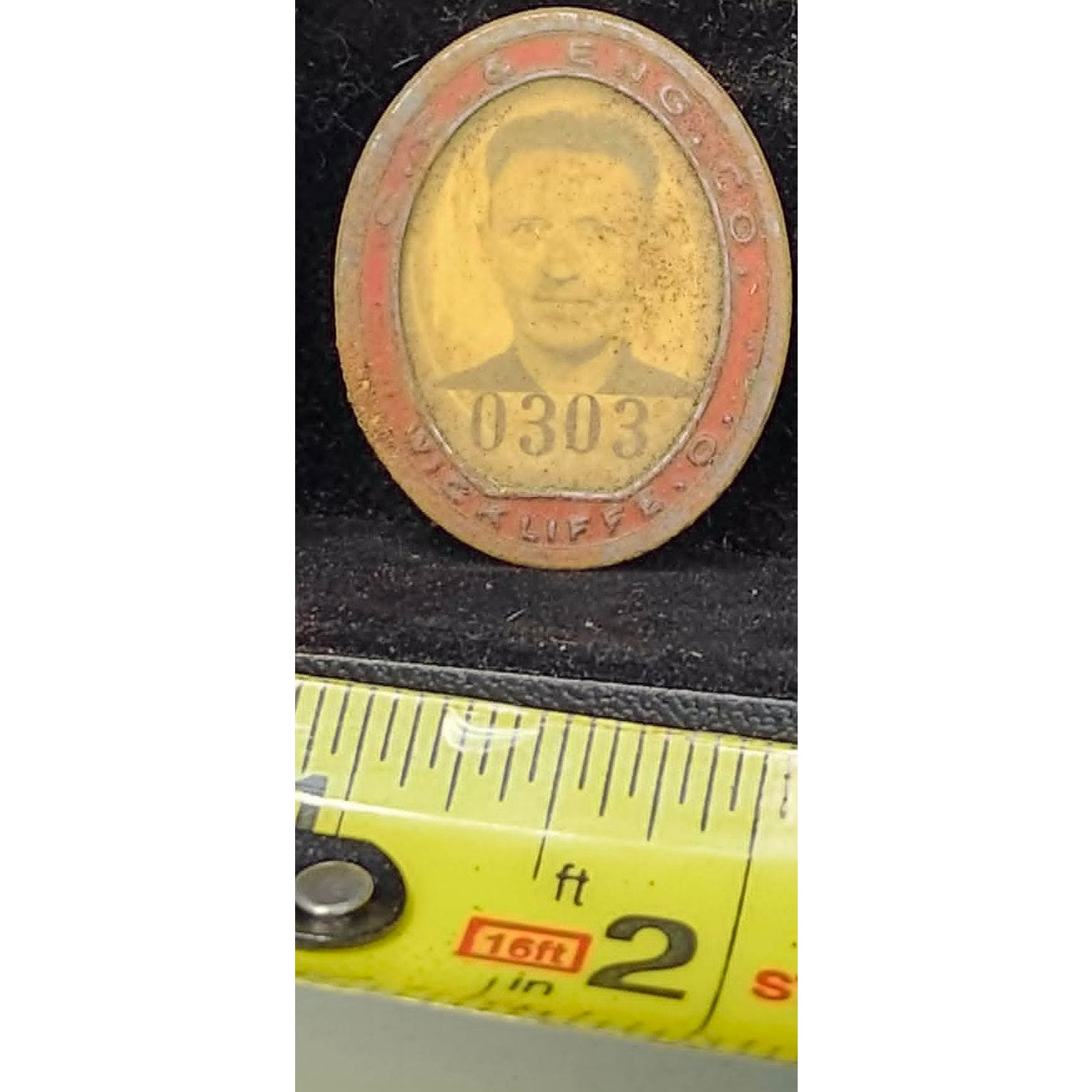 Vintage CC & ENG CO Wickliffe O Employee Photo Badge Pin 0303 Metal Collectible
