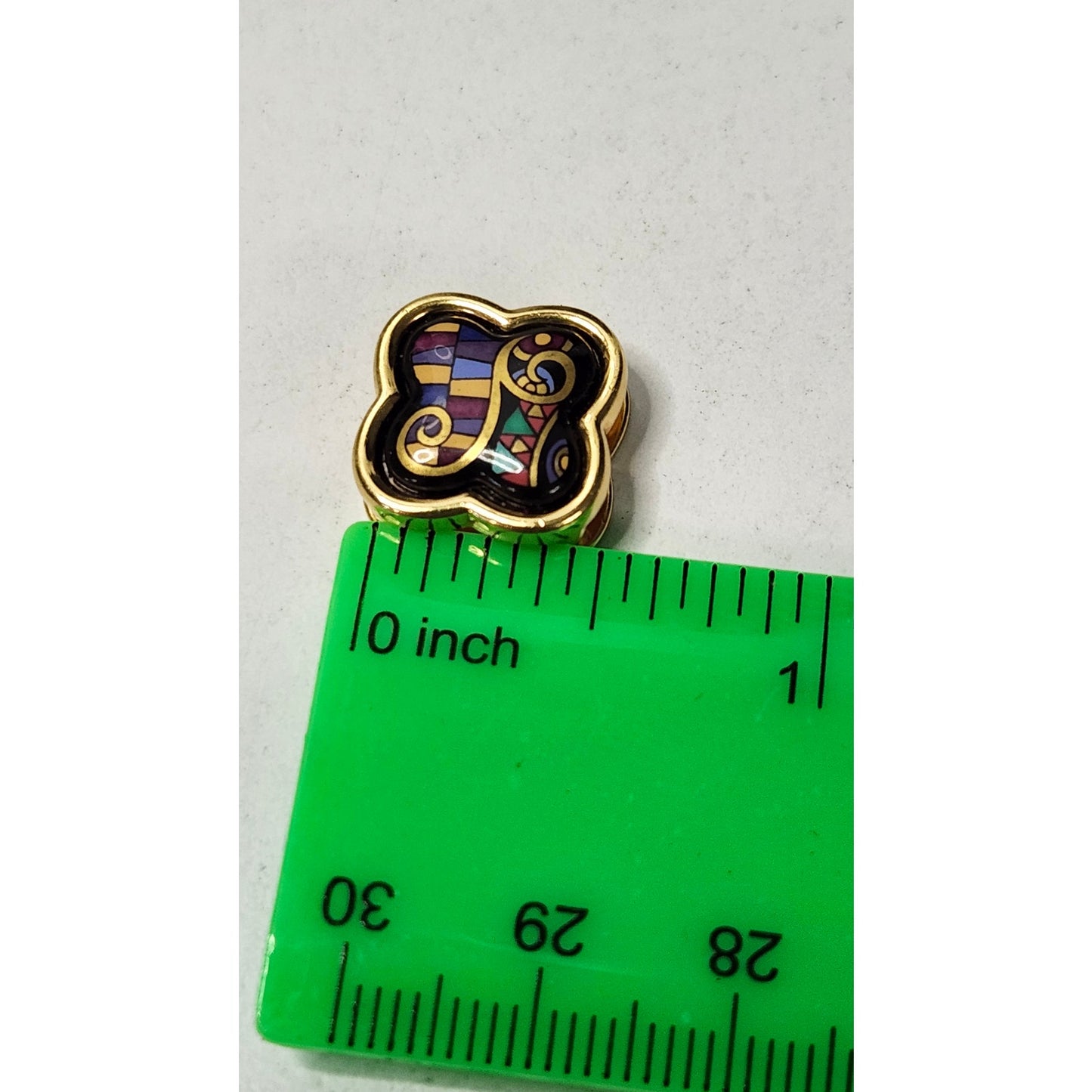 Vintage Michaela Frey Wien Gold Plated Enamel Abstract Clover Pendant Signed